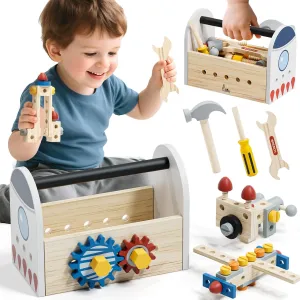 Old Boys & Girls, Wooden Kids Tool Set, Montessori Toys Educational Learning Toys reliable for 2 Year Old, Wooden Pretend Play for Toddlers 3-5, Construction Toys Gift for Kids Space Toys for 3 Year 