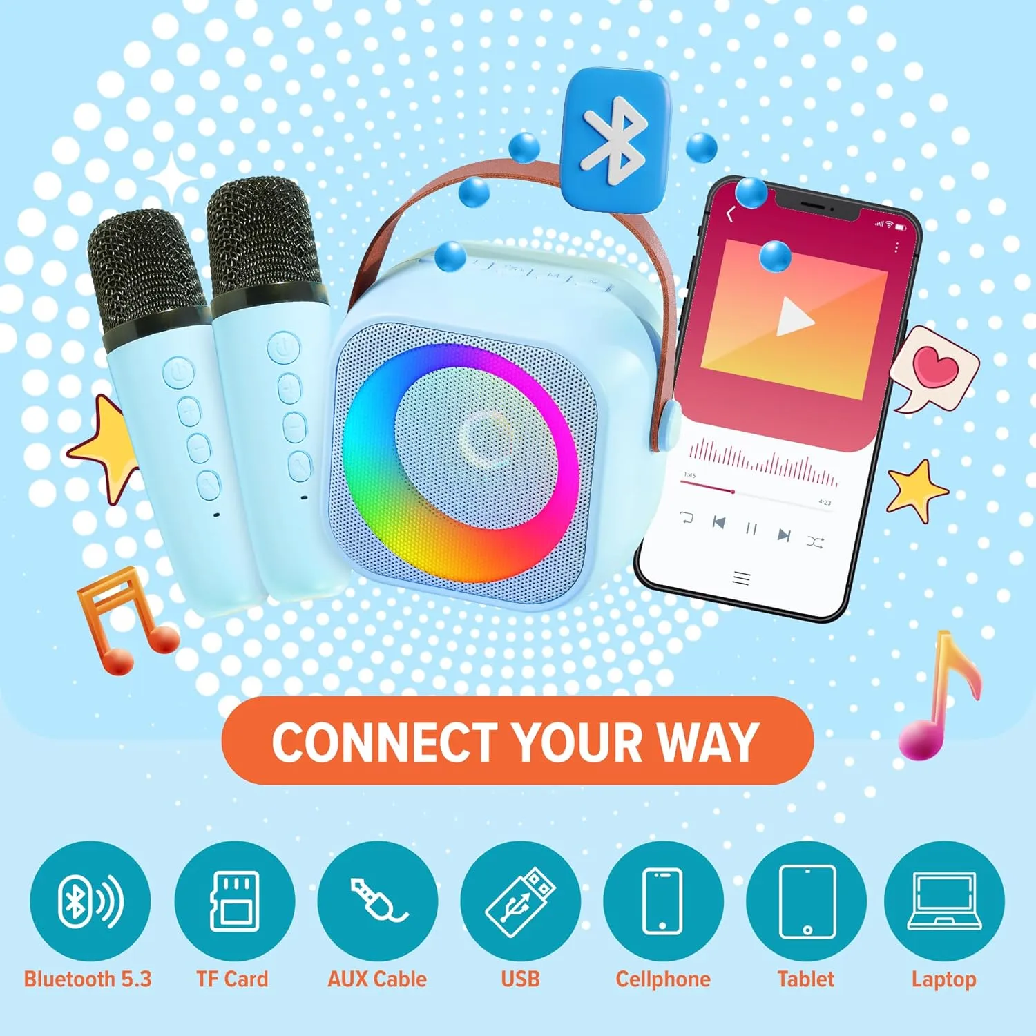 Old Girls$ Boys$ & Toddlers Mini Karaoke Machine for Kids$ Includes 25 Kids Songs$ Bluetooth Speaker 2 Microphones$ Birthday Gifts satisfactory cereal artesian zinc Toys Age 2$ 3$ 4$ 5  Year 