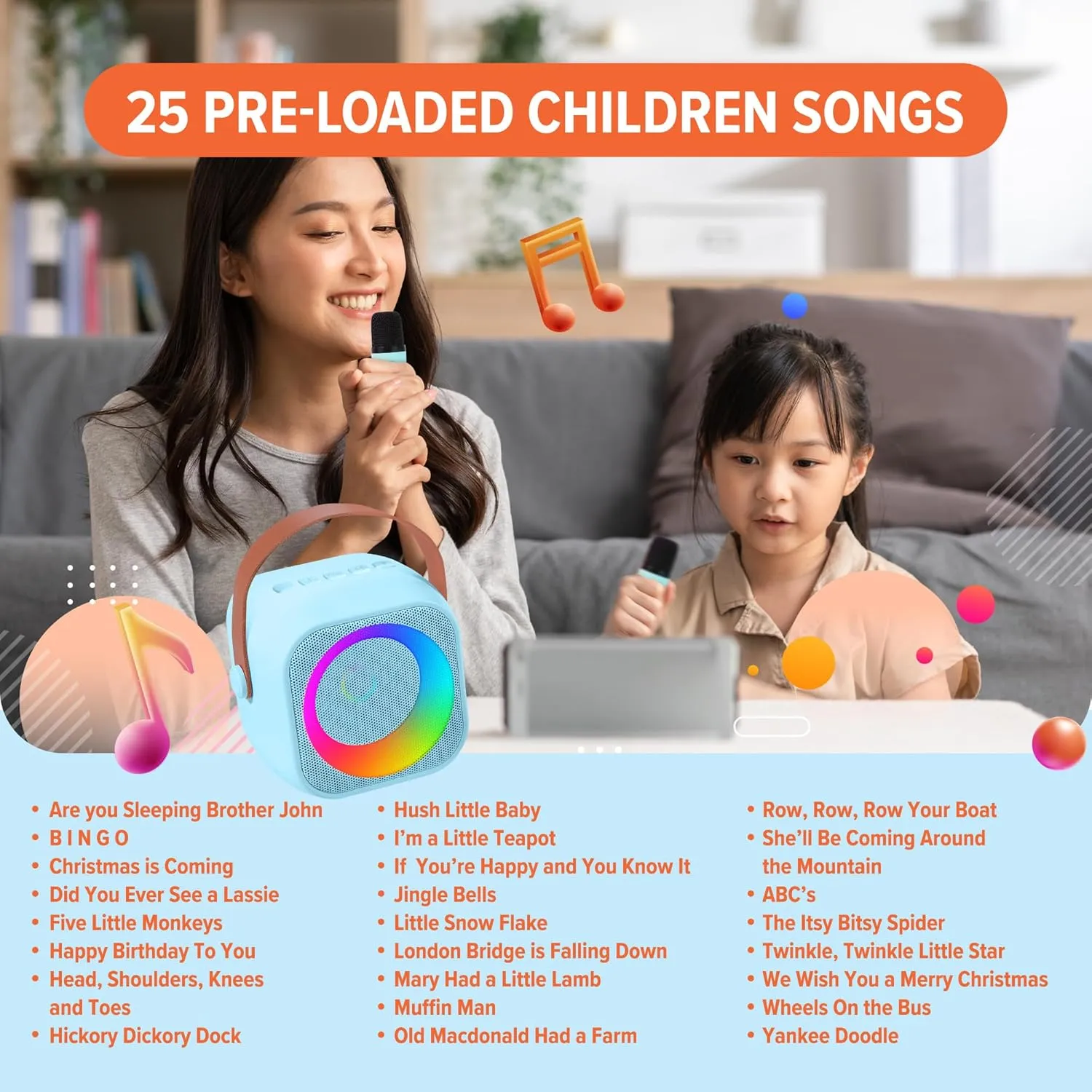 Old Girls$ Boys$ & Toddlers Mini Karaoke Machine for Kids$ Includes 25 Kids Songs$ Bluetooth Speaker 2 Microphones$ Birthday Gifts satisfactory cereal artesian zinc Toys Age 2$ 3$ 4$ 5  Year 
