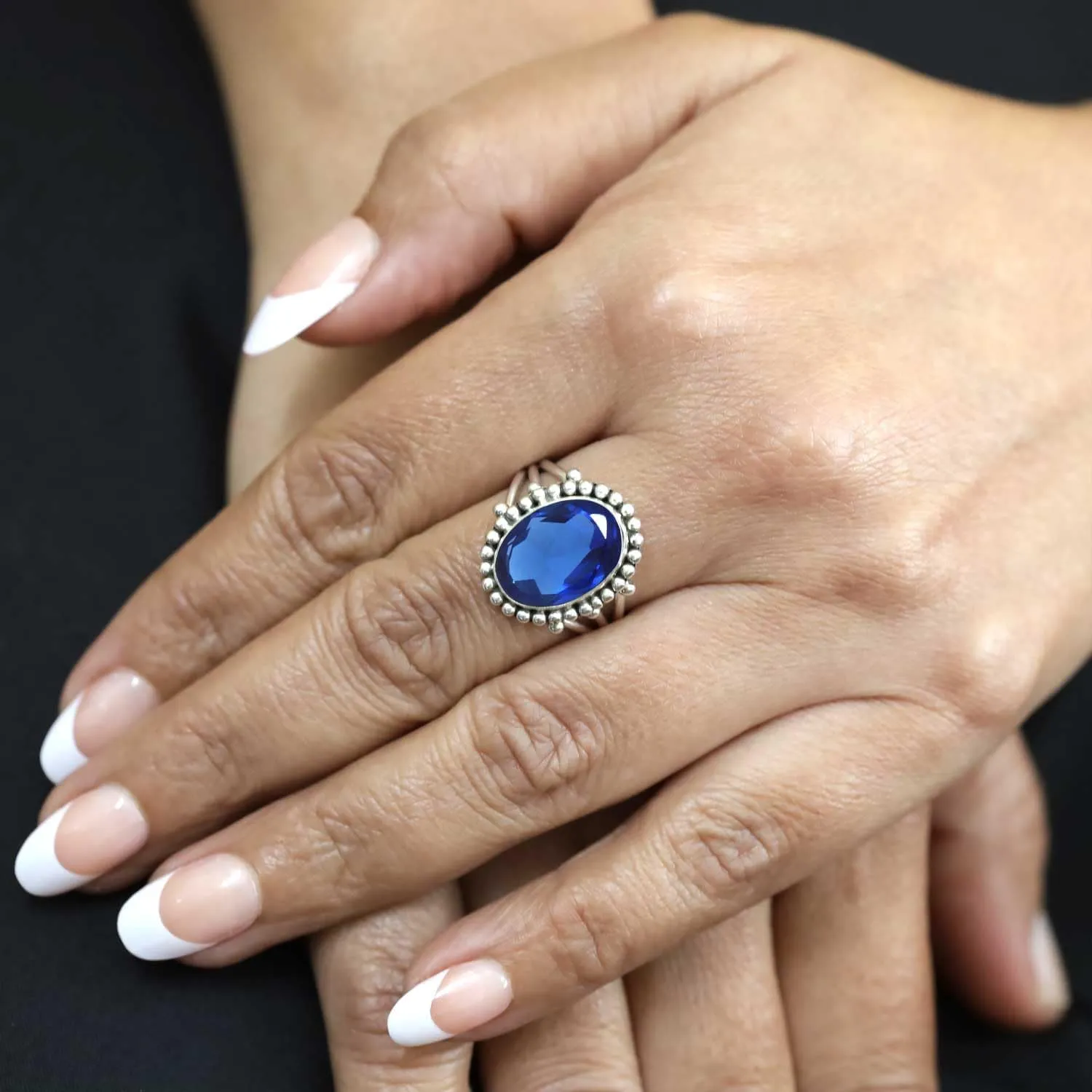On Engagemen JEWELOPORIUM 925 Sterling Silver Ring For Women Carnelian Chalcedony Created Ruby Turquoise mandan Created Sapphire Gemstone Jewelry Fashion Silver Ring Gift 