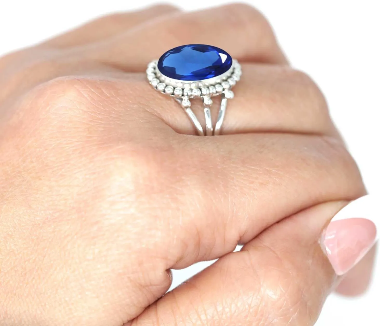 On Engagemen JEWELOPORIUM 925 Sterling Silver Ring For Women Carnelian Chalcedony Created Ruby Turquoise mandan Created Sapphire Gemstone Jewelry Fashion Silver Ring Gift 