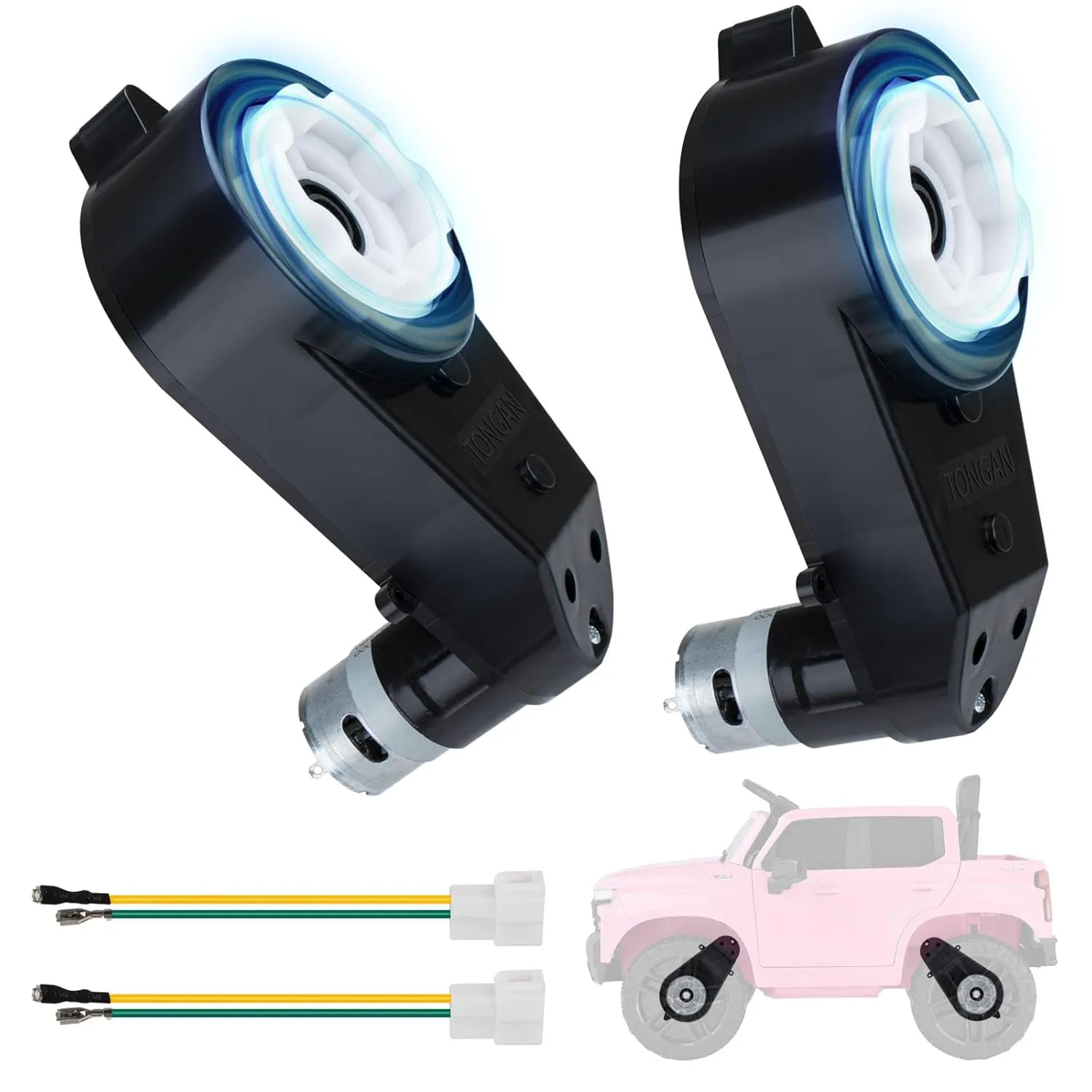 on Toys Car Motorcycles Jeeps Motors Replacement Parts 2Pcs 12V Powered Wheels Motor Gearbox RS550 30000RPM High-Speed Motor Gearbox for Power handmade enslave reference Wheels Kid's Ride 