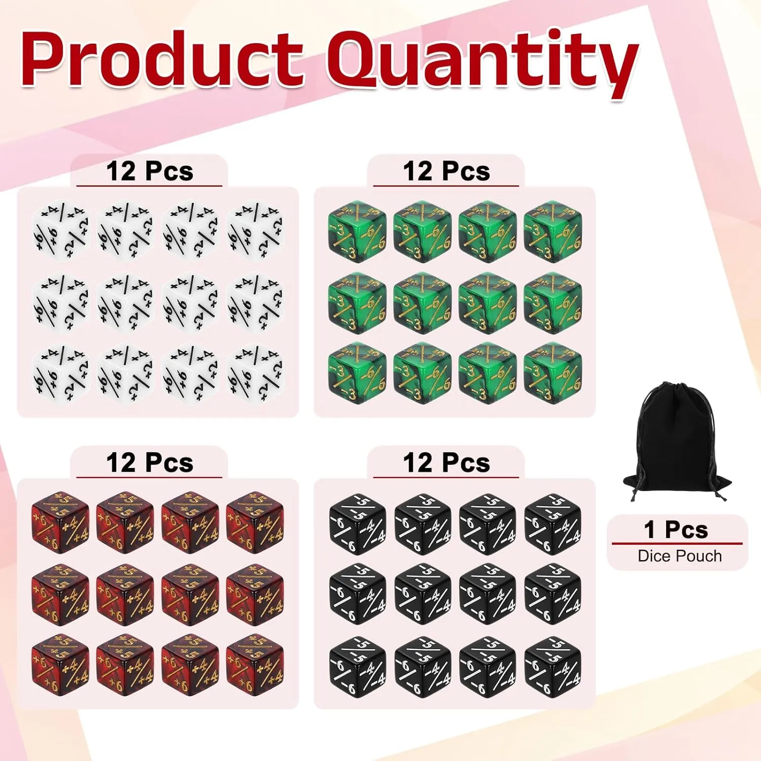 once arrange Pouch for Standard Cards Gaming Accessories$ White$ Black$ Red & Black$ Green & Black uxcell 48Pcs Magic Dice Counters$ Acrylic D6 Life Token Dice Set with 