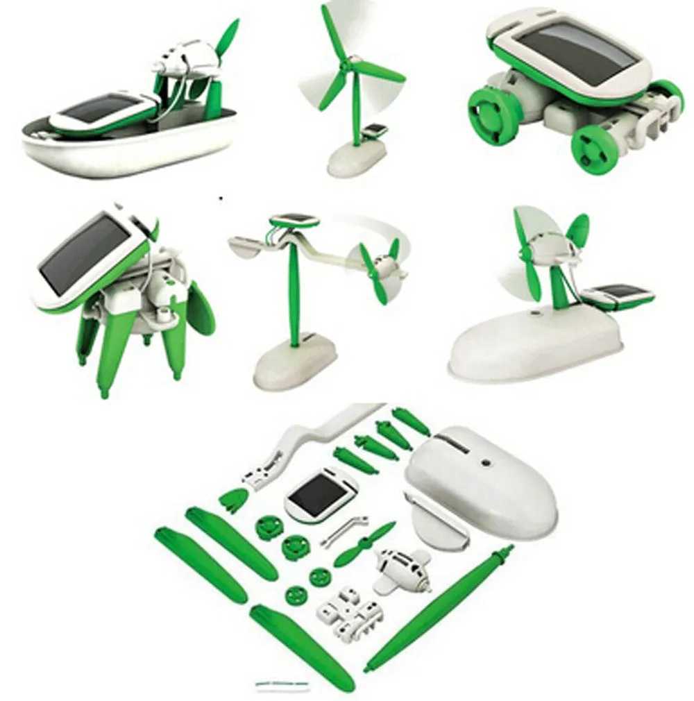 One Pack Can DIY 6 Kinds Magic Mini Plastic Solar Energy Powered EducationToys Best Gift Electric robots Toys For chidren Kids