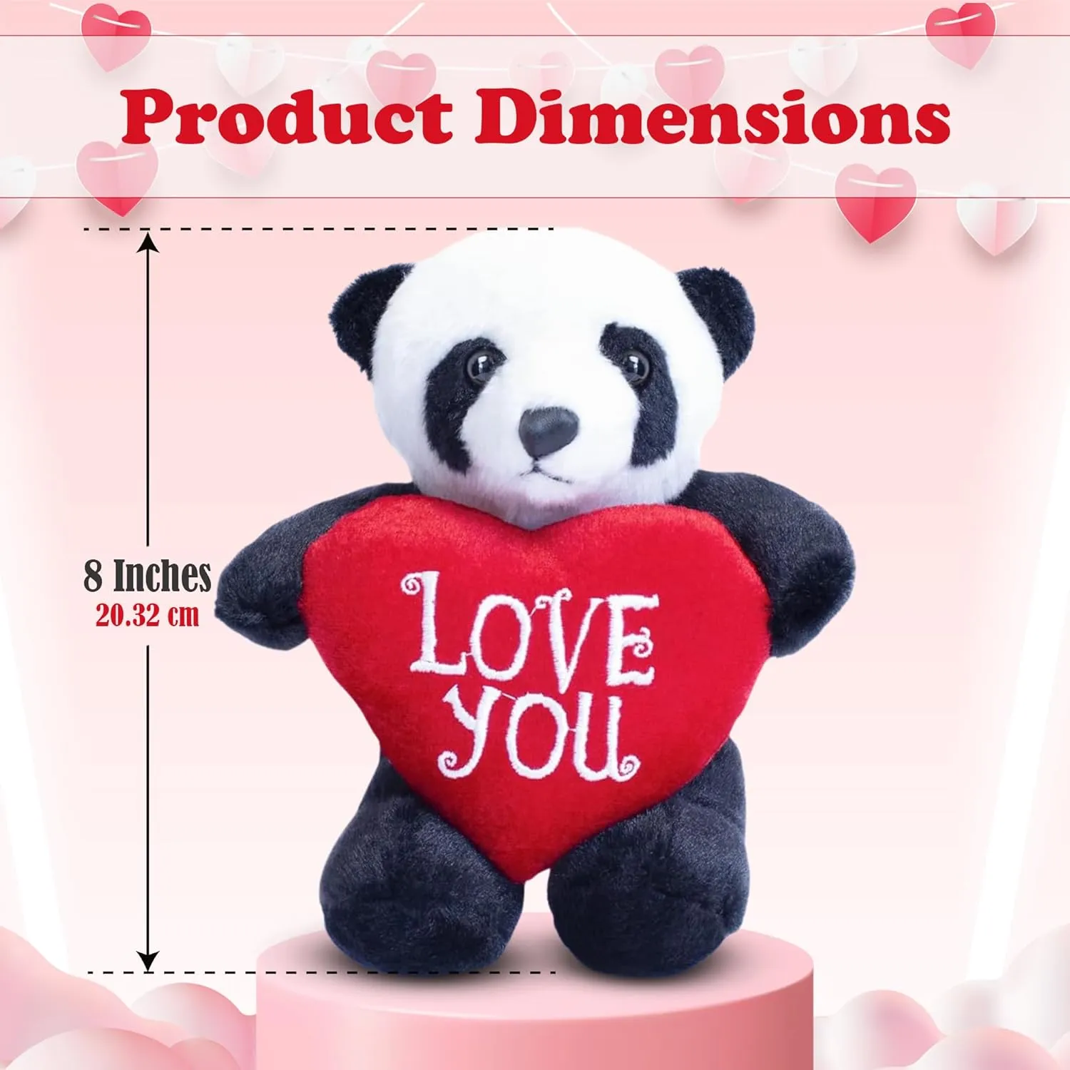 Ones -Premium Huggable Animal (Panda with Heart) 8 inch Adorable Valentine Stuffed Animal with Love You shale agent mote Heart for Loved 
