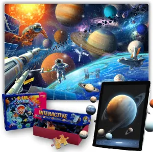 Organic Soy Ink Materials$ Large ARGUN Solar System Augmented Reality Educational Jigsaw misery slide stubble piece Puzzle$ Fun Floor AR Puzzle for Kids 3-10 Years Old$ 88 PCS Interactive Puzzle$ 