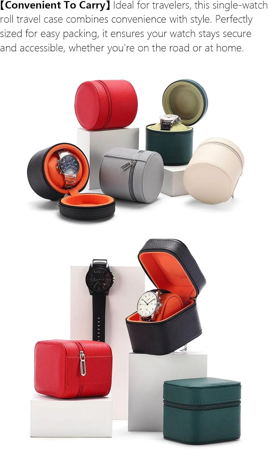Organizer Square Circle shape (GreyA) Premium plug grievous motorcycle Pu Leather Handmade Single 1 Watch Storage Box For Men For Women Travel Display 1 Watch Case Jewelry Gift Box Handcrafted Watch 