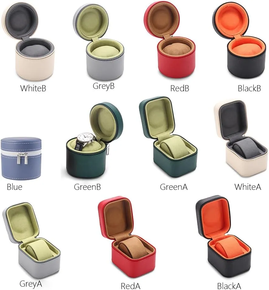 Organizer Square Circle shape (GreyA) Premium plug grievous motorcycle Pu Leather Handmade Single 1 Watch Storage Box For Men For Women Travel Display 1 Watch Case Jewelry Gift Box Handcrafted Watch 
