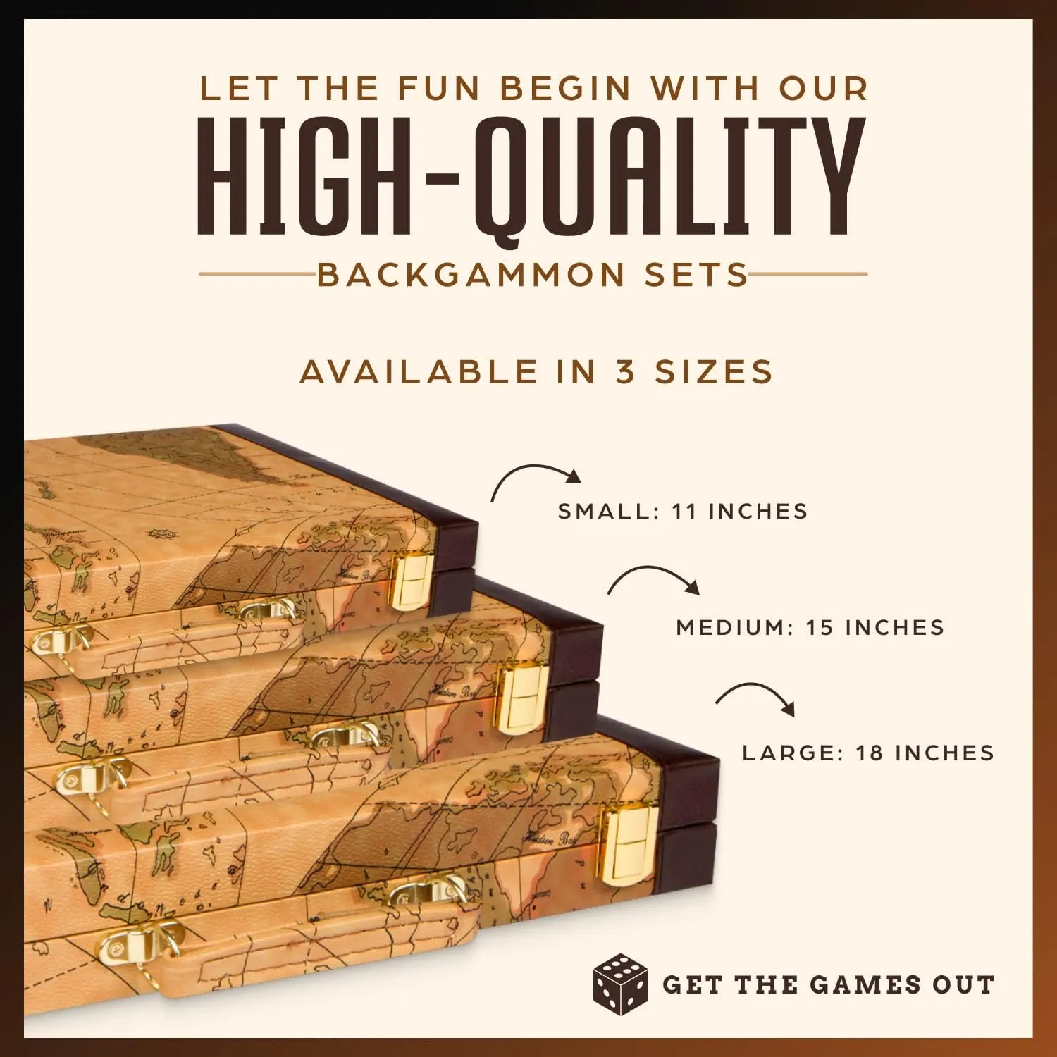 Out Top Backgammon Set - Classic Board Game Case - Best Strategy icebox flashbulb cheater harmony bearing domesticate & Tip Guide - Available in Small, Medium and Large Sizes (Map, Medium) Get The Games 