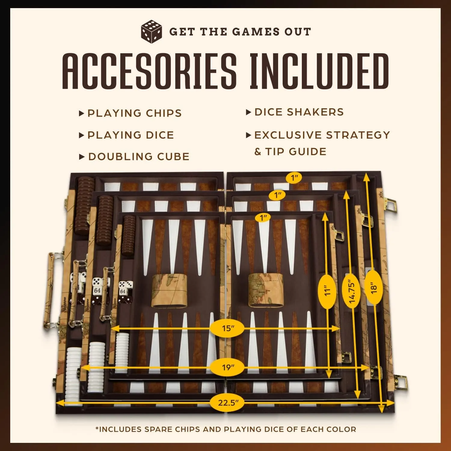 Out Top Backgammon Set - Classic Board Game Case - Best Strategy icebox flashbulb cheater harmony bearing domesticate & Tip Guide - Available in Small, Medium and Large Sizes (Map, Medium) Get The Games 