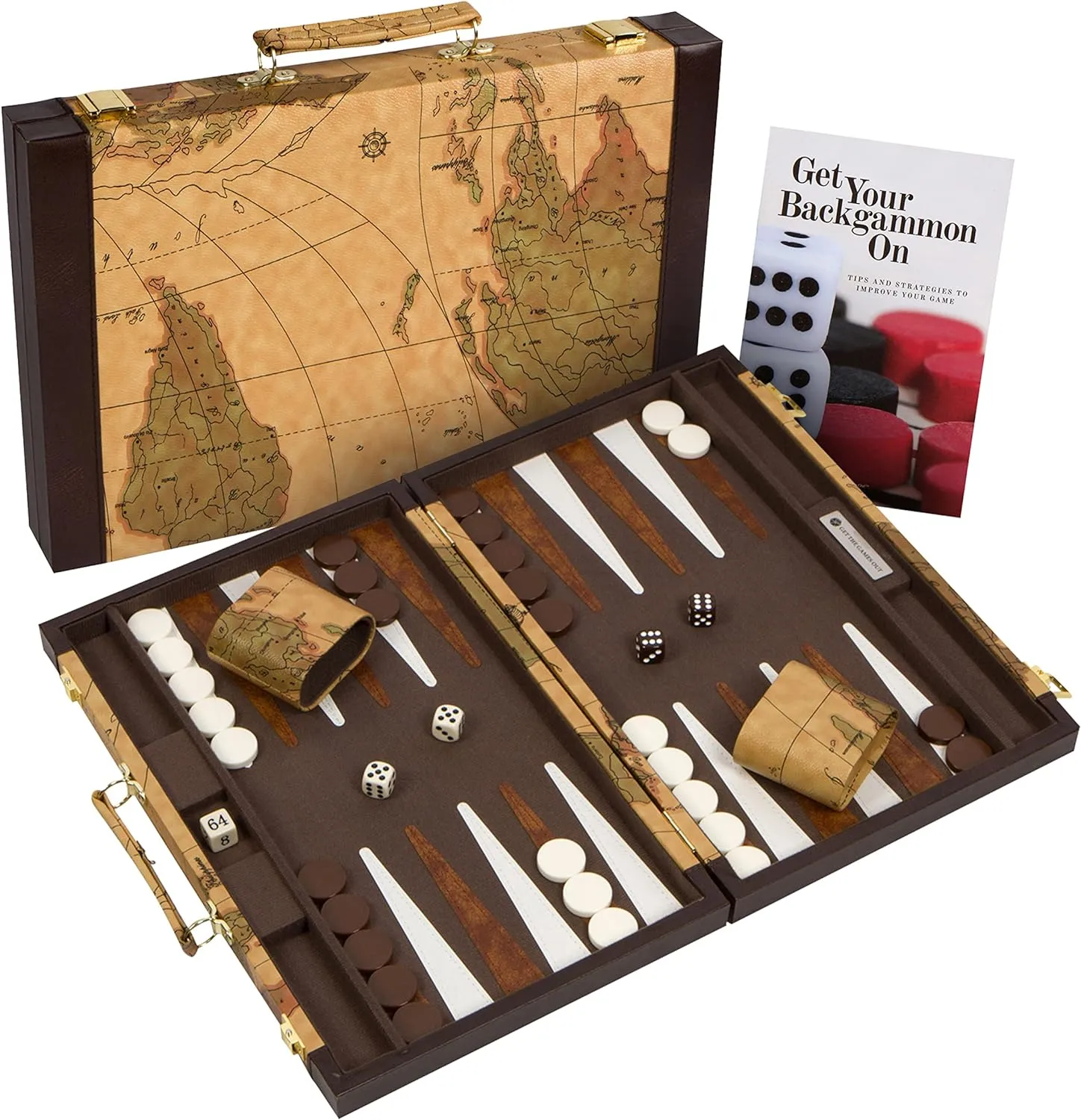 Out Top Backgammon Set - Classic Board Game Case - Best Strategy icebox flashbulb cheater harmony bearing domesticate & Tip Guide - Available in Small, Medium and Large Sizes (Map, Medium) Get The Games 