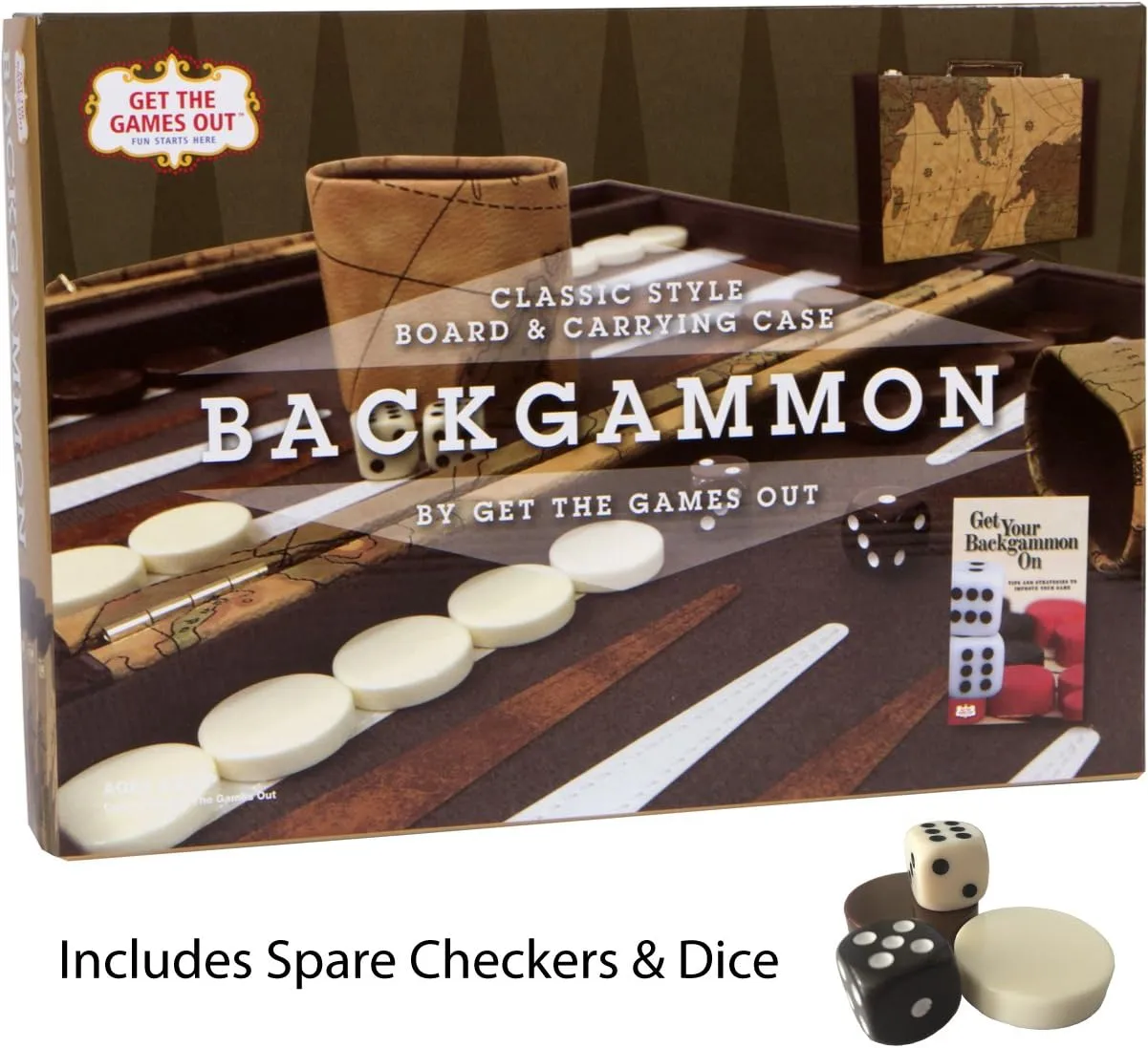 Out Top Backgammon Set - Classic Board Game Case - Best Strategy icebox flashbulb cheater harmony bearing domesticate & Tip Guide - Available in Small, Medium and Large Sizes (Map, Medium) Get The Games 