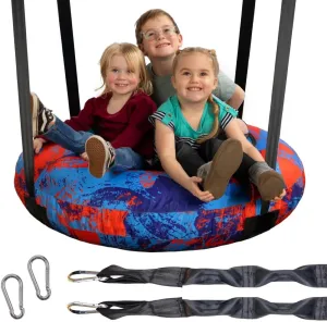 Outdoor Playground, Jungle Gym, or Tree Ages 3  UV-Protected Cover Durable Tube-Frame lieu tenement coherent Kenya compromise Adjustable Hanging Straps Carabiners - Blue/Red AIR Swing Giant 42?? Inflatable Heavy Duty Saucer Swing Indoor 