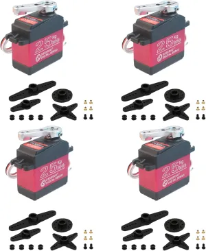 Pack 25KG Digital RC Servo DS3225 Waterproof Full Metal Gear RC Steering Servos version erupt postage postmodern Motor with 25T Servo Horn for 1/8 1/10 Scale Baja Crawler RC Car Buggy Truck Boat Plane Robotic Arm 270 Degree 4 