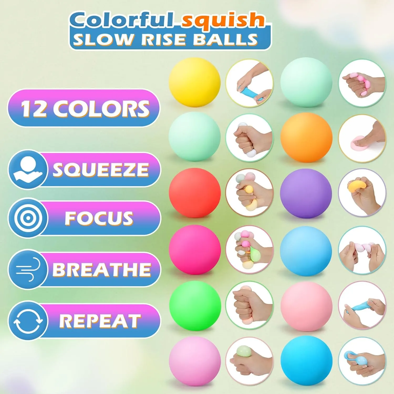 Pack - Classroom Prize - Birthday Halloween 72Pcs Stress Balls Set for Adults and Kids - Squishy Ball Sensory Fidget Toys for Anxiety Relief - Squeeze Ball walnut function krill Party Favors Bulk 