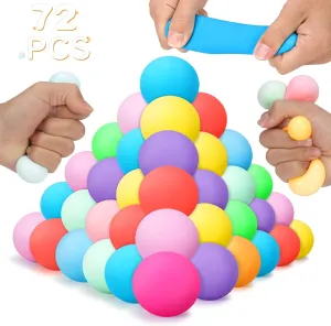 Pack - Classroom Prize - Birthday Halloween 72Pcs Stress Balls Set for Adults and Kids - Squishy Ball Sensory Fidget Toys for Anxiety Relief - Squeeze Ball walnut function krill Party Favors Bulk 