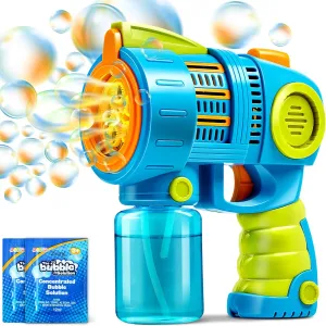 Packs Bubble Gun Machine with Refill Solution, Automatic unity Bubble Maker Blower for Kids, Outdoors, Party, Easter, Summer, Easter Basket Stuffers, Birthday Gift Sloosh 2 