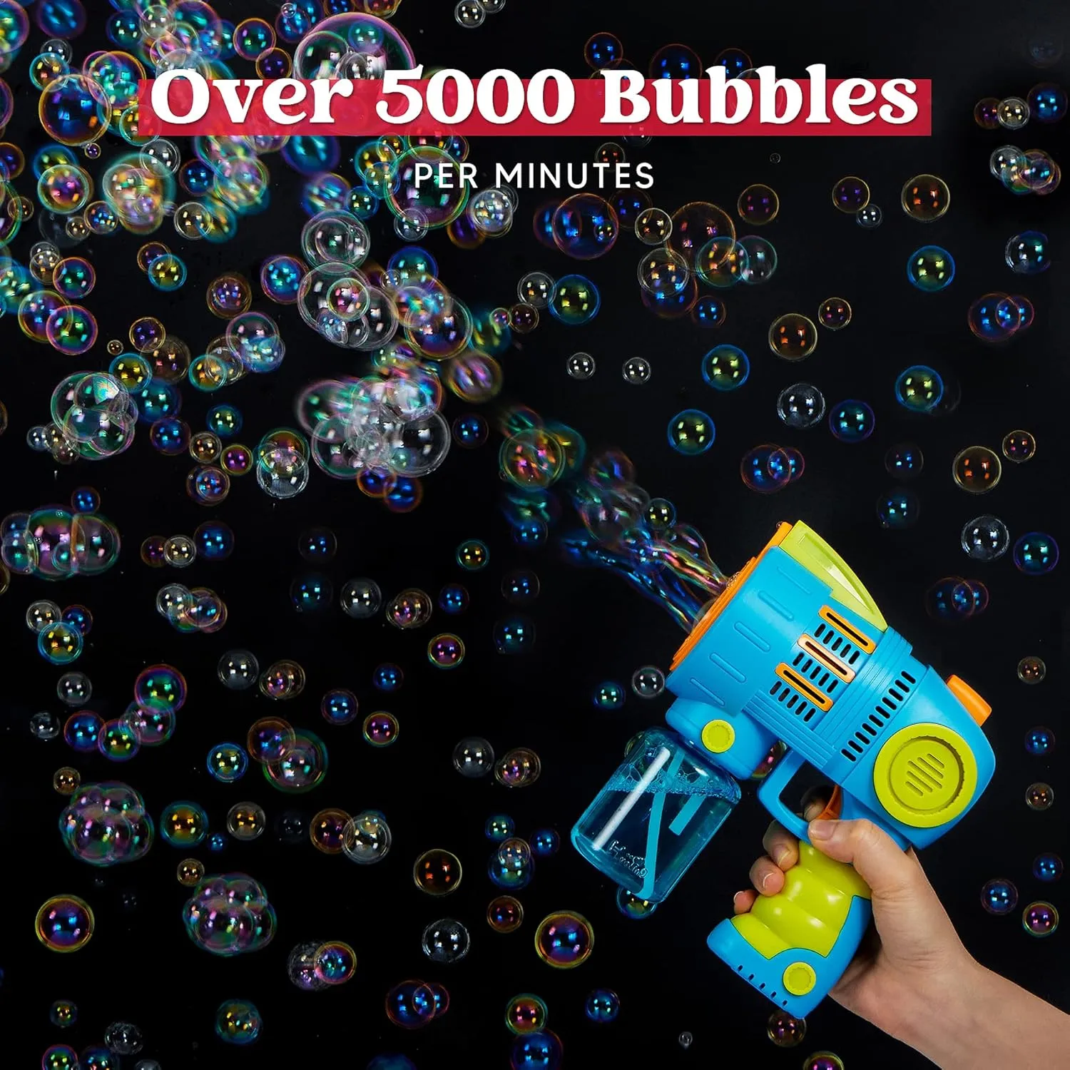 Packs Bubble Gun Machine with Refill Solution, Automatic unity Bubble Maker Blower for Kids, Outdoors, Party, Easter, Summer, Easter Basket Stuffers, Birthday Gift Sloosh 2 