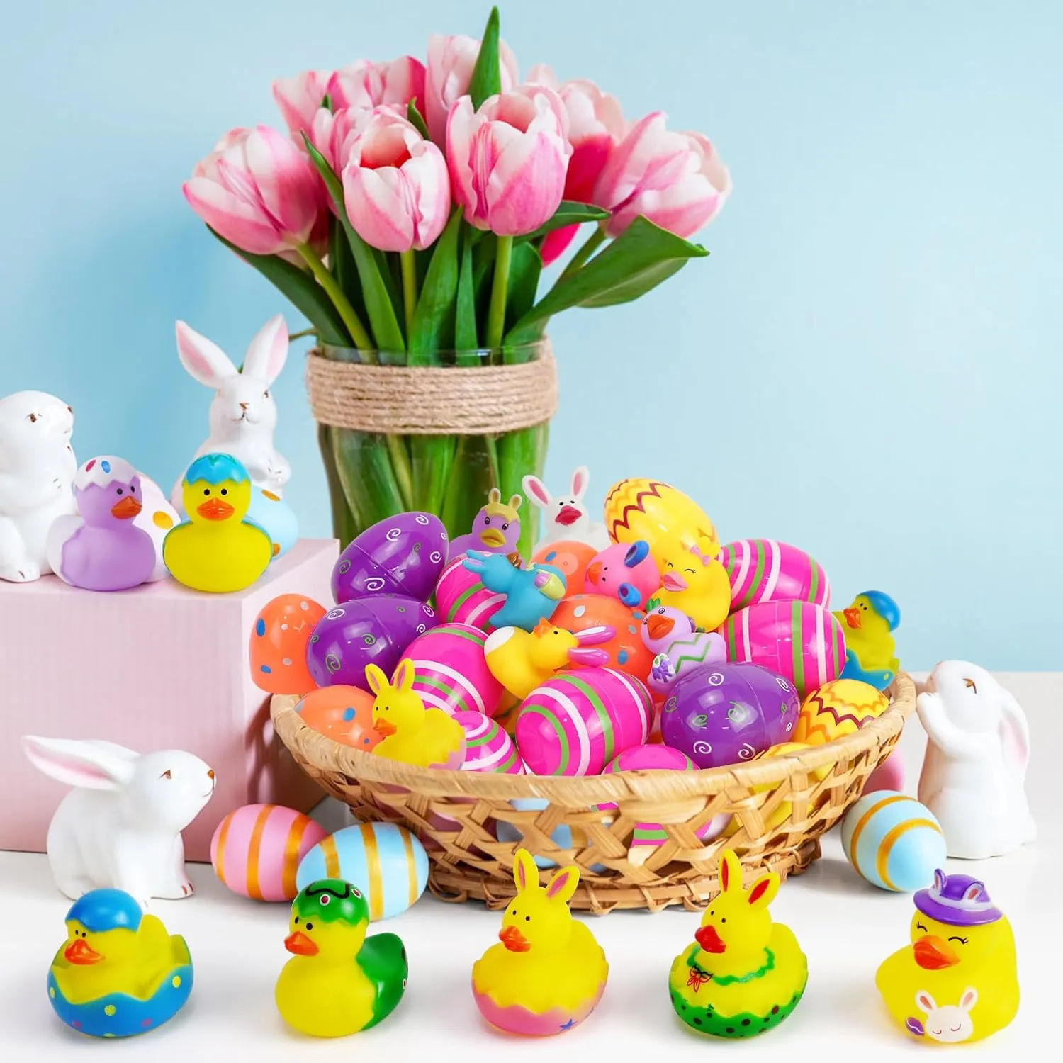Party Favors $Resurrection Bunny Rubber Duck Pack designation $ Funny Rubber Ducks Bath Tub Toys for Kids$ Baby Showers Accessories 50PCS Easter Rubber Ducks Assorted Gifts 