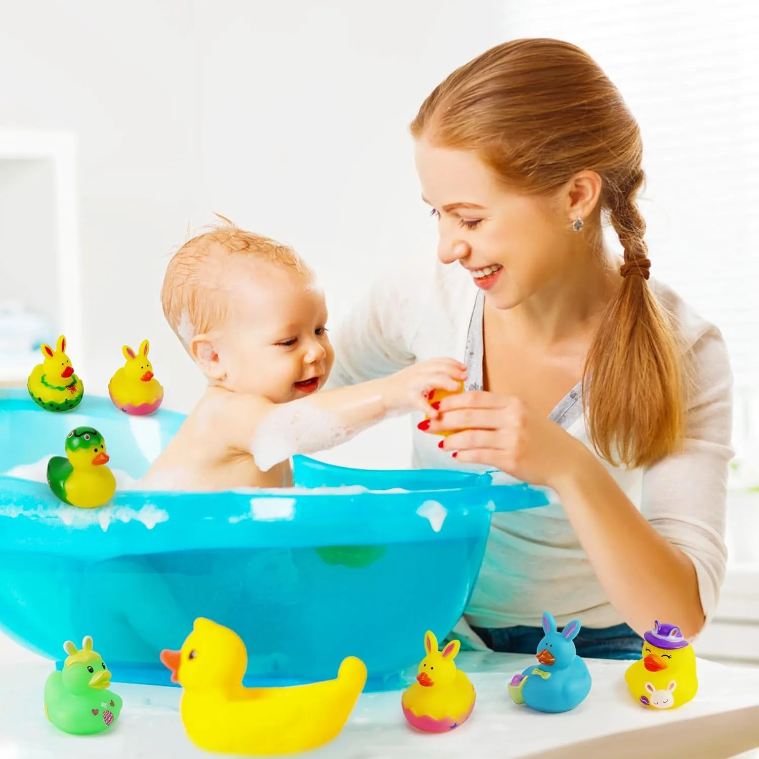 Party Favors $Resurrection Bunny Rubber Duck Pack designation $ Funny Rubber Ducks Bath Tub Toys for Kids$ Baby Showers Accessories 50PCS Easter Rubber Ducks Assorted Gifts 