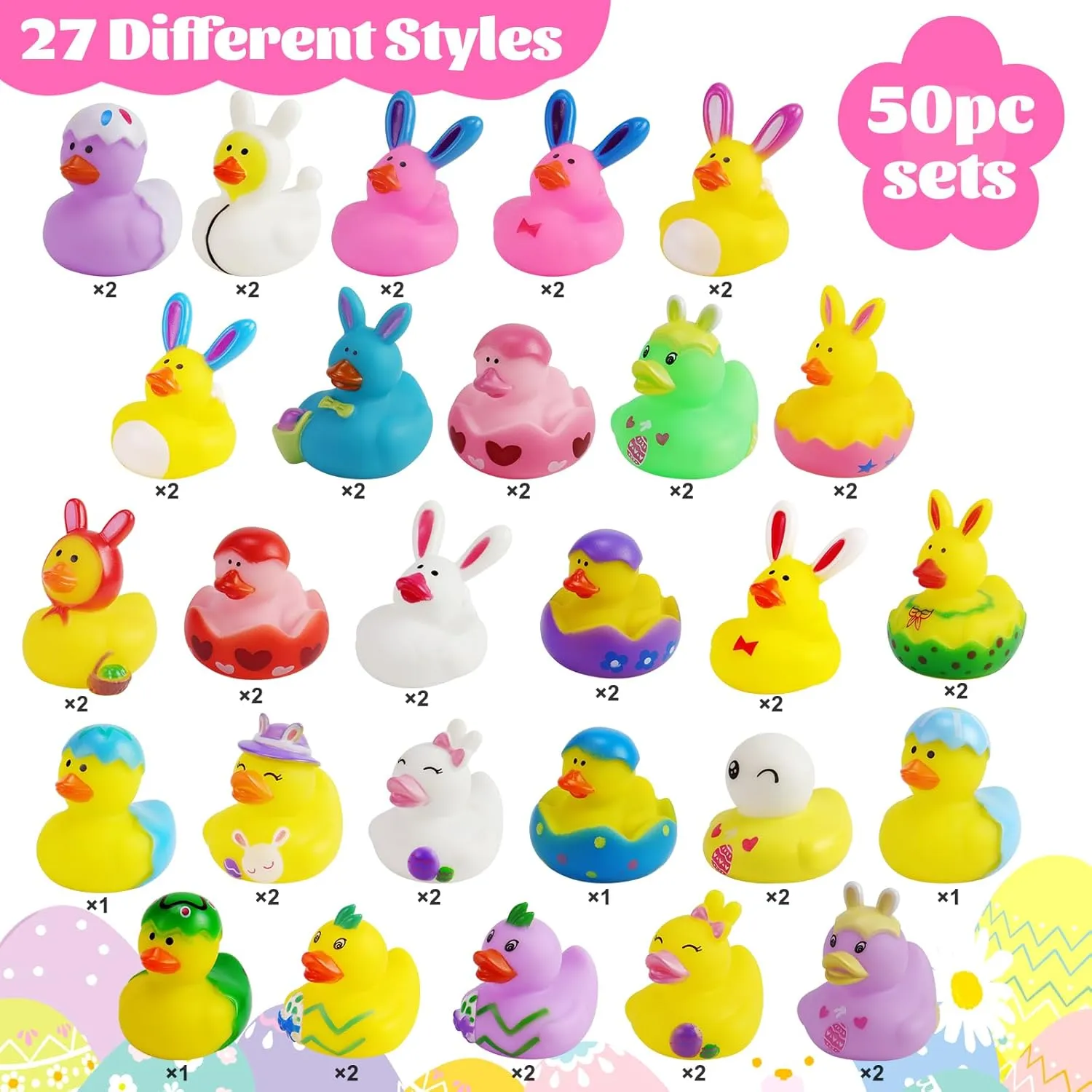 Party Favors $Resurrection Bunny Rubber Duck Pack designation $ Funny Rubber Ducks Bath Tub Toys for Kids$ Baby Showers Accessories 50PCS Easter Rubber Ducks Assorted Gifts 