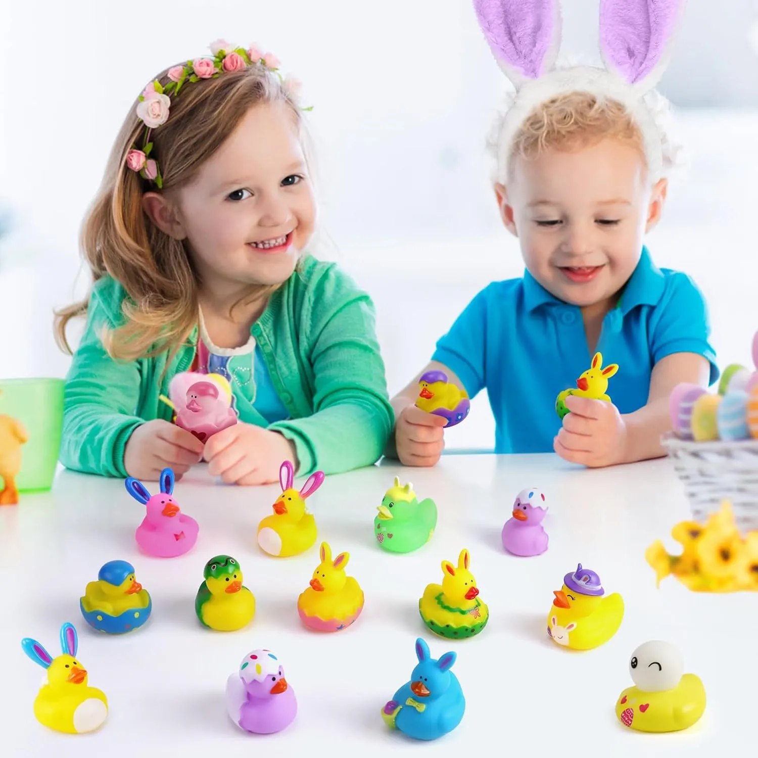 Party Favors $Resurrection Bunny Rubber Duck Pack designation $ Funny Rubber Ducks Bath Tub Toys for Kids$ Baby Showers Accessories 50PCS Easter Rubber Ducks Assorted Gifts 