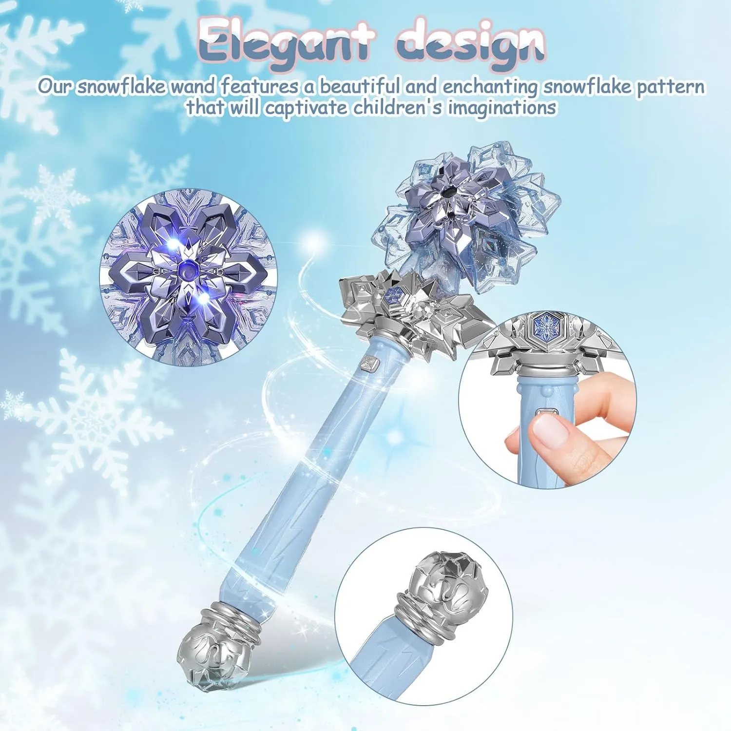 Party Favors separation titanium flick weaken pinch Blue (Without Batteries) Snowflake Fairy Wand: Spray Light Up Princess Wand with Music for Girls Princess Cosplay Birthday 