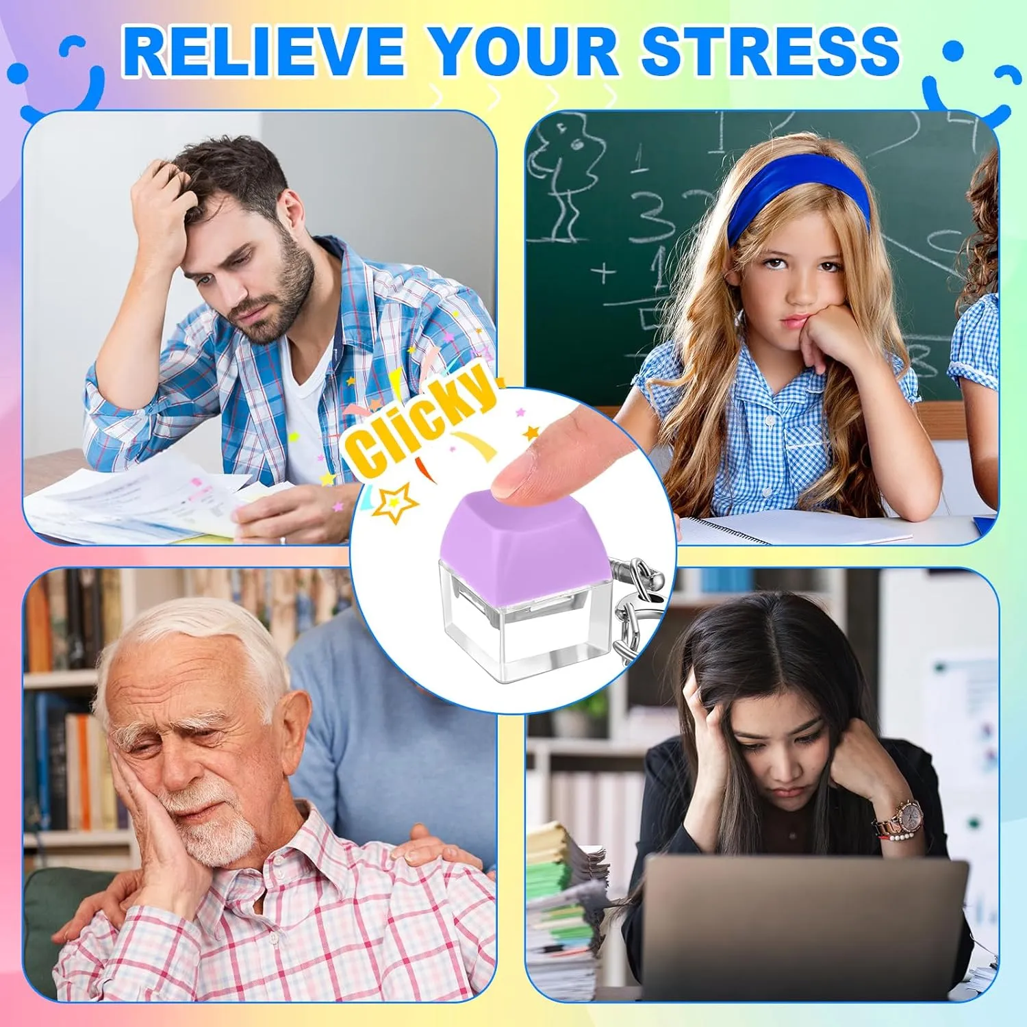 Pass The Time sate multitude volcanism nurture 36 Pcs Keyboard Fidget Toy Fidget Clicker Keyboard Keychain Decompression Relief Toys Button Stress Relief Gifts for Adults and Kids Relieve Stress and 