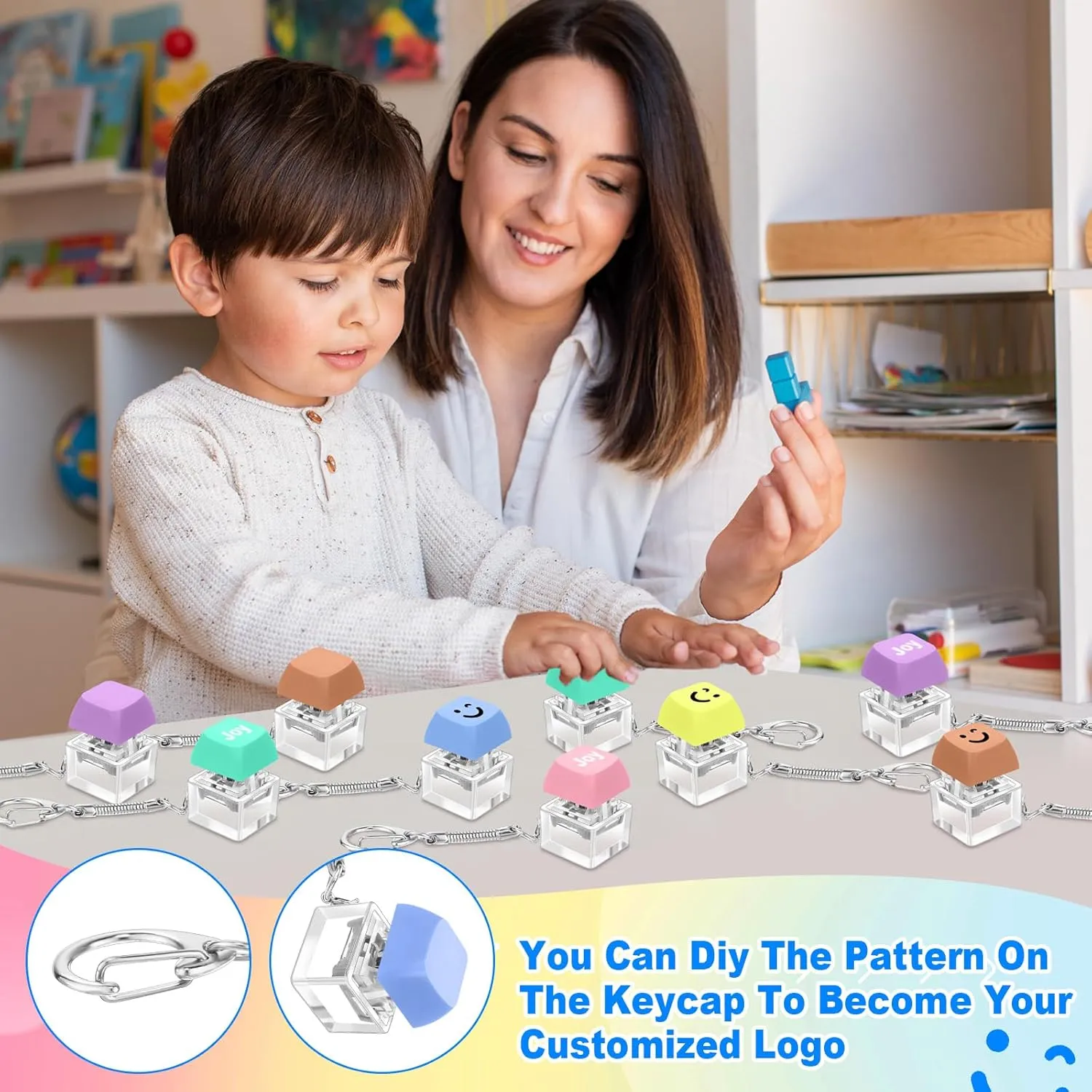 Pass The Time sate multitude volcanism nurture 36 Pcs Keyboard Fidget Toy Fidget Clicker Keyboard Keychain Decompression Relief Toys Button Stress Relief Gifts for Adults and Kids Relieve Stress and 