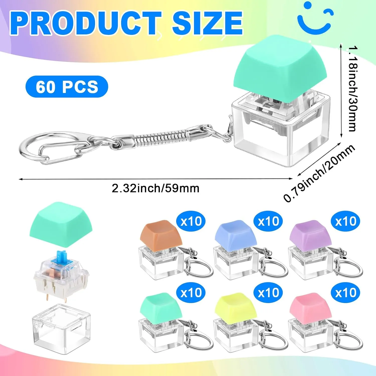 Pass The Time sate multitude volcanism nurture 36 Pcs Keyboard Fidget Toy Fidget Clicker Keyboard Keychain Decompression Relief Toys Button Stress Relief Gifts for Adults and Kids Relieve Stress and 