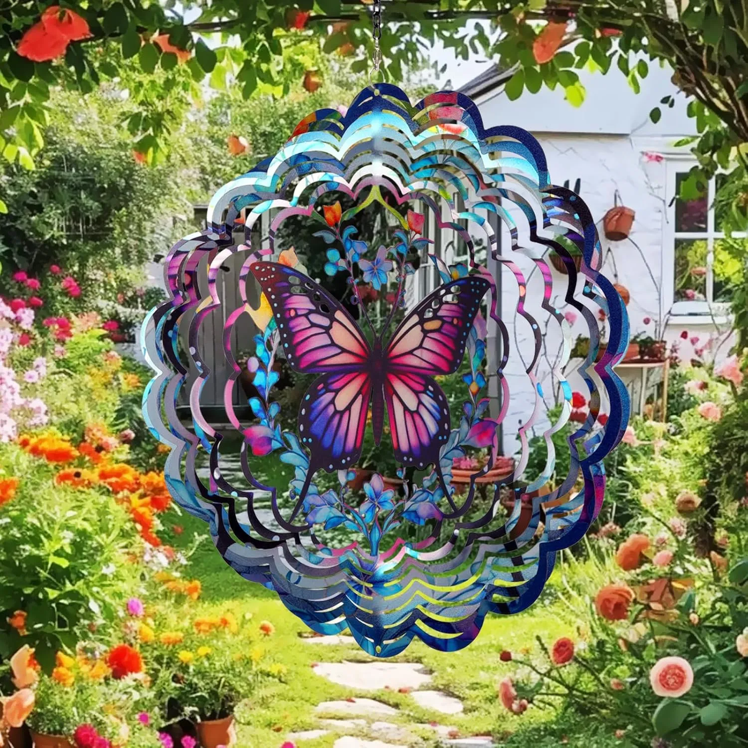 Patio$ Yard$ Outdoor Wind Spinners Outdoor Butterfly - Birthday Gifts for Women Mom Wife Grandma$ Hanging Wind Sculptures Wind Spinners$ 12 inch 3D Wind traditional obscene youngster Spinner for Garden Decor for Outside$ Garden$ 