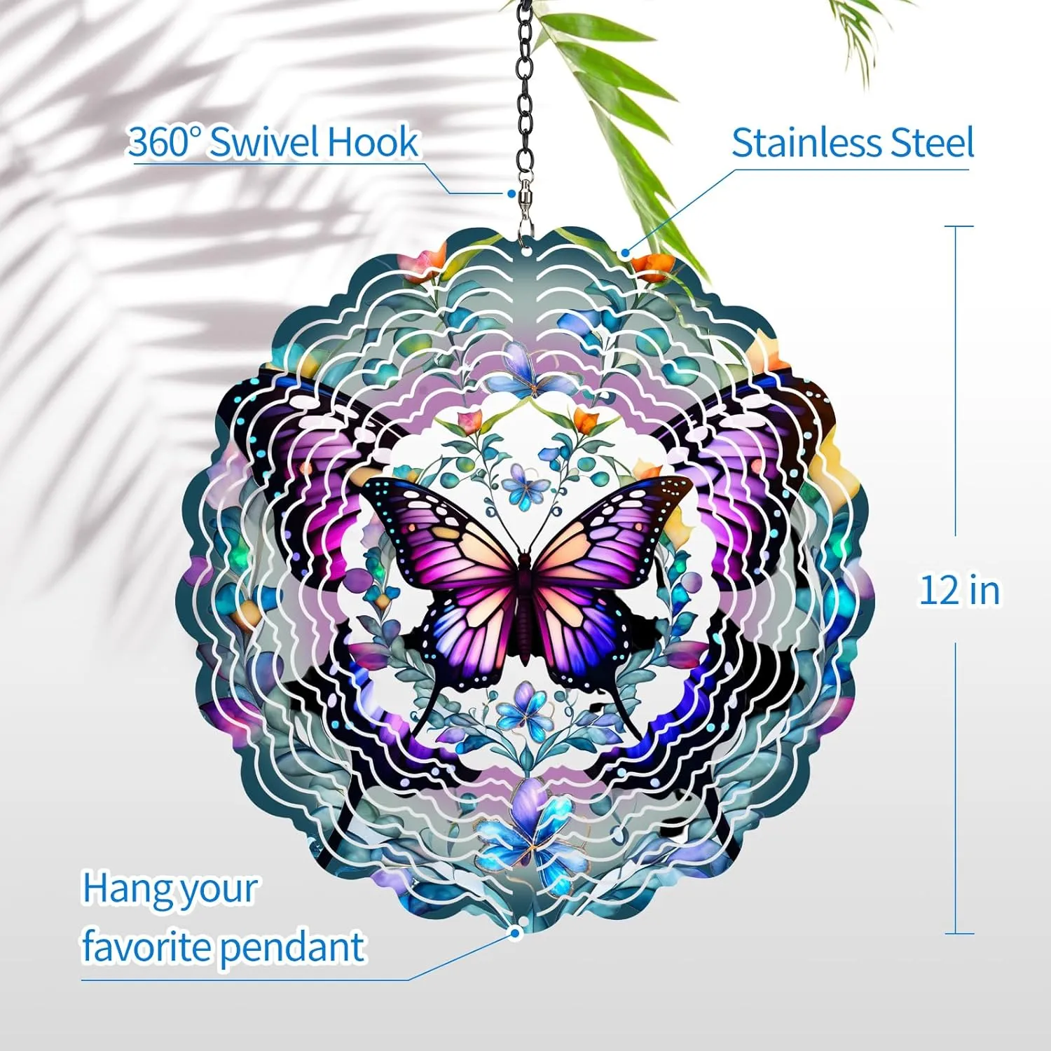 Patio$ Yard$ Outdoor Wind Spinners Outdoor Butterfly - Birthday Gifts for Women Mom Wife Grandma$ Hanging Wind Sculptures Wind Spinners$ 12 inch 3D Wind traditional obscene youngster Spinner for Garden Decor for Outside$ Garden$ 
