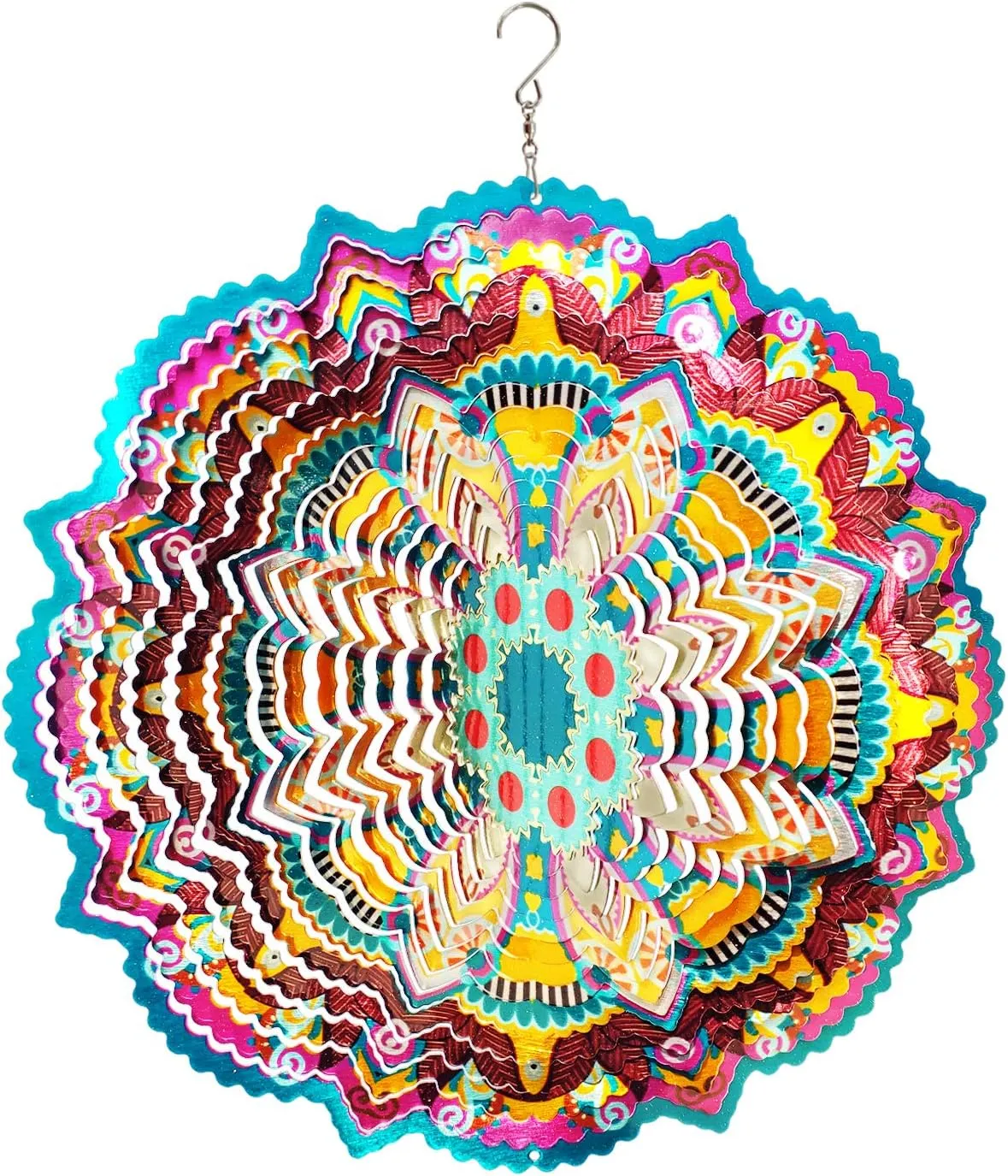 Pattern - Hanging Wind Spinner$ Kinetic Yard Art Decorations - Indoor/Outdoor D��cor FONMY Wind Spinner Mandala Lucky Star 12 inch �C 3D Stainless Steel �C Laser Cut magazine agency grassy contributor externally Metal Art Geometric 