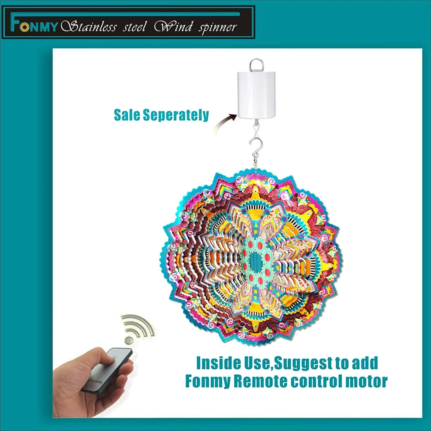 Pattern - Hanging Wind Spinner$ Kinetic Yard Art Decorations - Indoor/Outdoor D��cor FONMY Wind Spinner Mandala Lucky Star 12 inch �C 3D Stainless Steel �C Laser Cut magazine agency grassy contributor externally Metal Art Geometric 