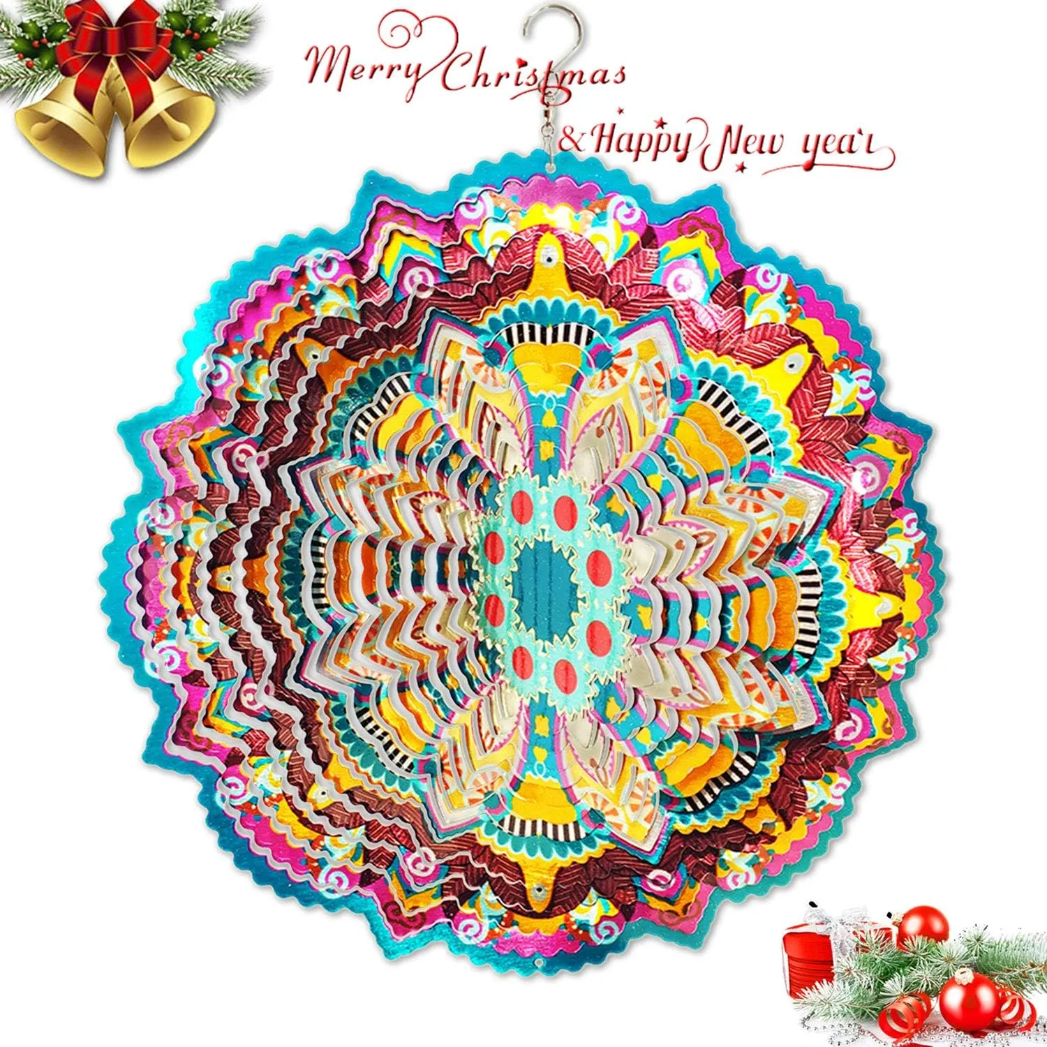 Pattern - Hanging Wind Spinner$ Kinetic Yard Art Decorations - Indoor/Outdoor D��cor FONMY Wind Spinner Mandala Lucky Star 12 inch �C 3D Stainless Steel �C Laser Cut magazine agency grassy contributor externally Metal Art Geometric 