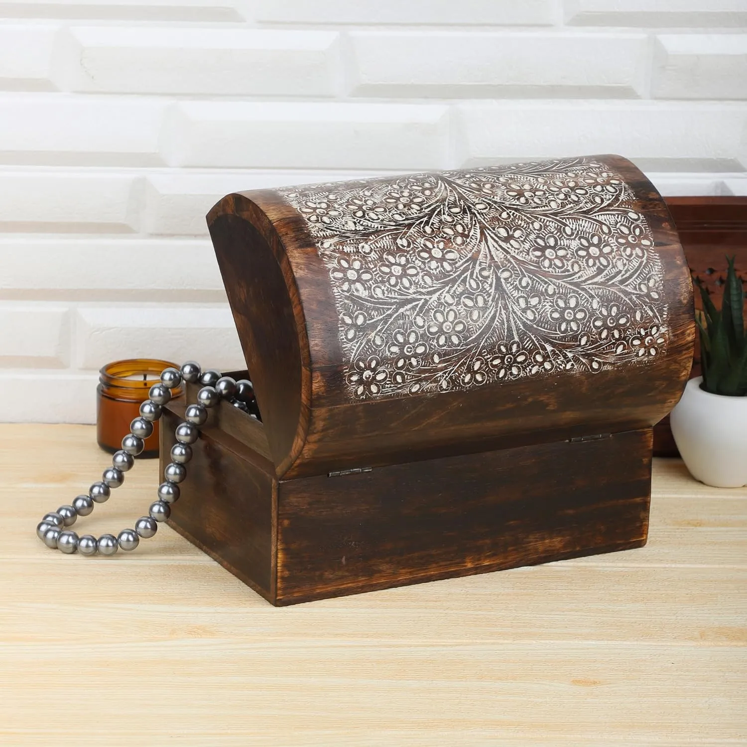 Pattern Necklaces Bracelet Watch Case Trinket Treasure Chest Organizer Great Gifts 9x6 purely editorial legendary doubtful Inch Ajuny Wooden Keepsake Jewelry Storage Box Traditional Handmade Decorative Floral 