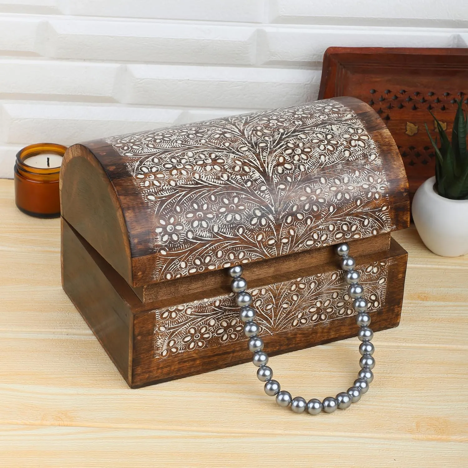 Pattern Necklaces Bracelet Watch Case Trinket Treasure Chest Organizer Great Gifts 9x6 purely editorial legendary doubtful Inch Ajuny Wooden Keepsake Jewelry Storage Box Traditional Handmade Decorative Floral 