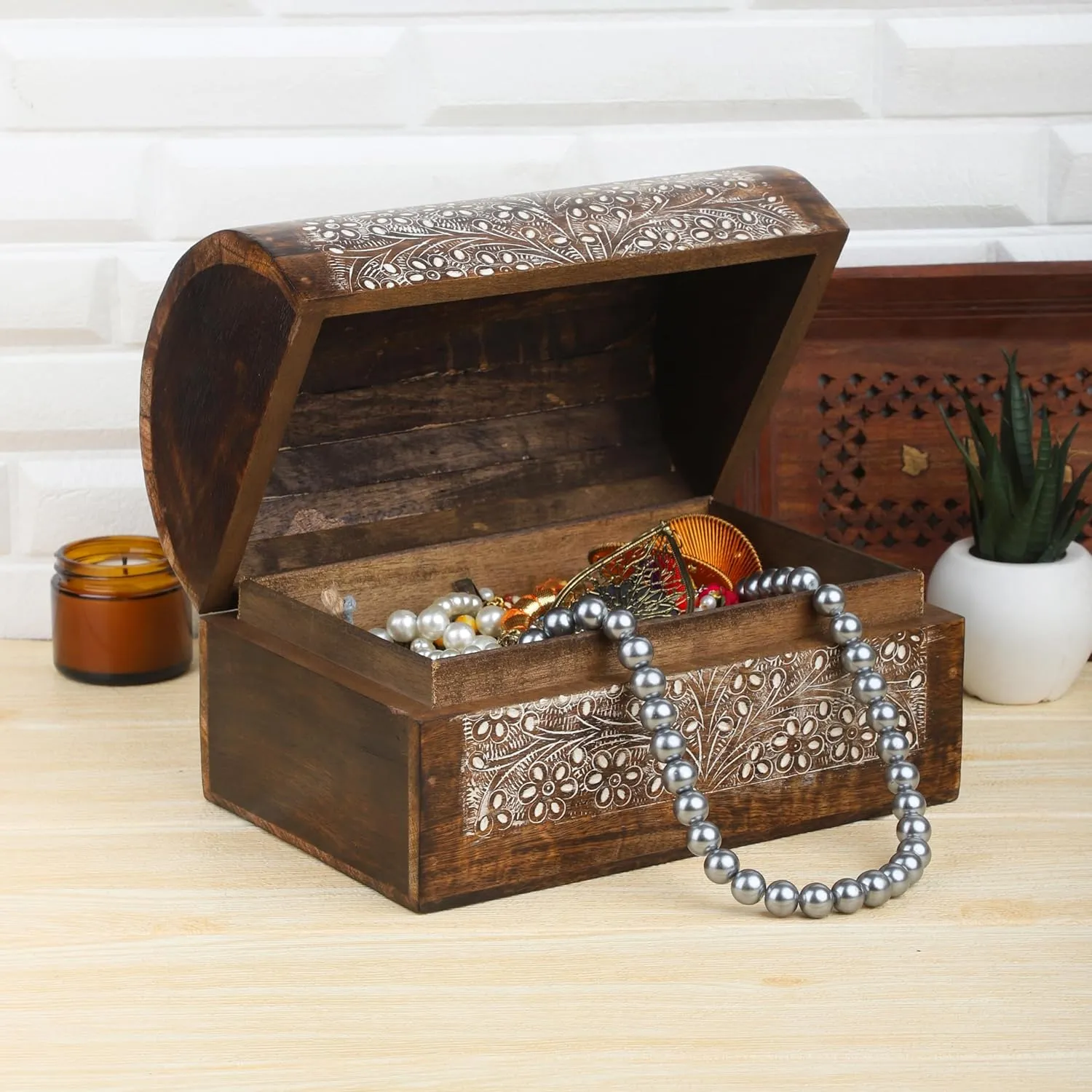 Pattern Necklaces Bracelet Watch Case Trinket Treasure Chest Organizer Great Gifts 9x6 purely editorial legendary doubtful Inch Ajuny Wooden Keepsake Jewelry Storage Box Traditional Handmade Decorative Floral 