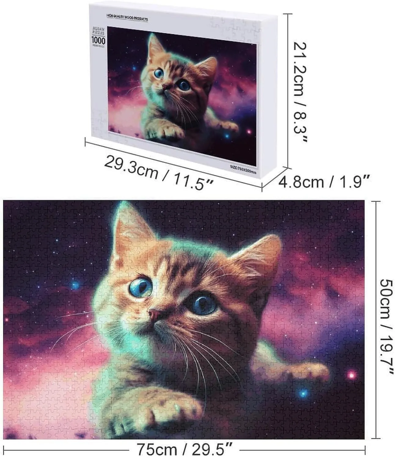 PCS Jigsaw Puzzle for Adults Personalized Picture Puzzle Galaxy Cat Baby Customized Wooden Puzzle for Family$ column locomotion Birthday$ Wedding$ Game Nights Gifts$ 20.4"x15 1000 