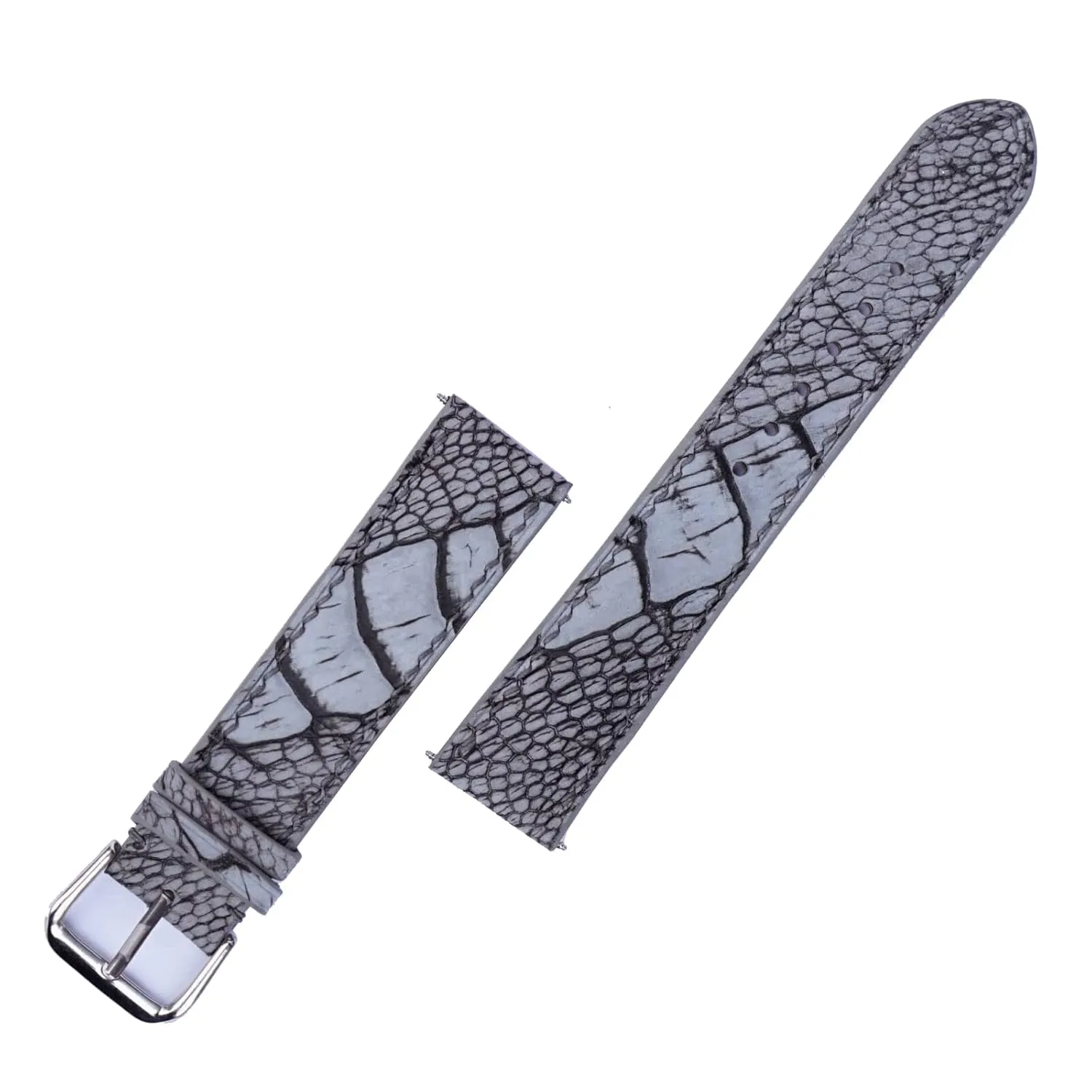 perfume grain pathology timescale inundate leg watch strap (17mm, Steel Tang Buckle) Nubuck Ostrich leather watch band, Premium Grey Ostrich 