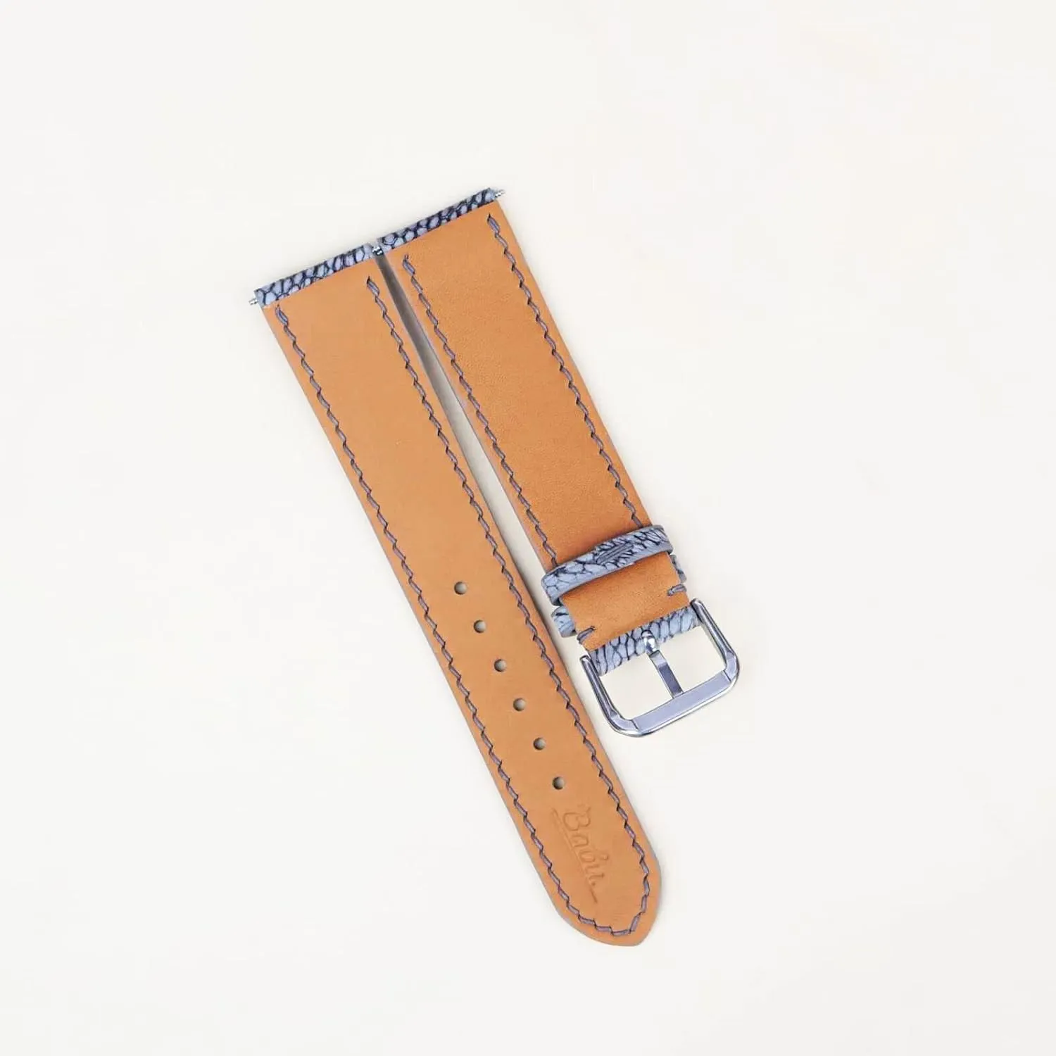 perfume grain pathology timescale inundate leg watch strap (17mm, Steel Tang Buckle) Nubuck Ostrich leather watch band, Premium Grey Ostrich 