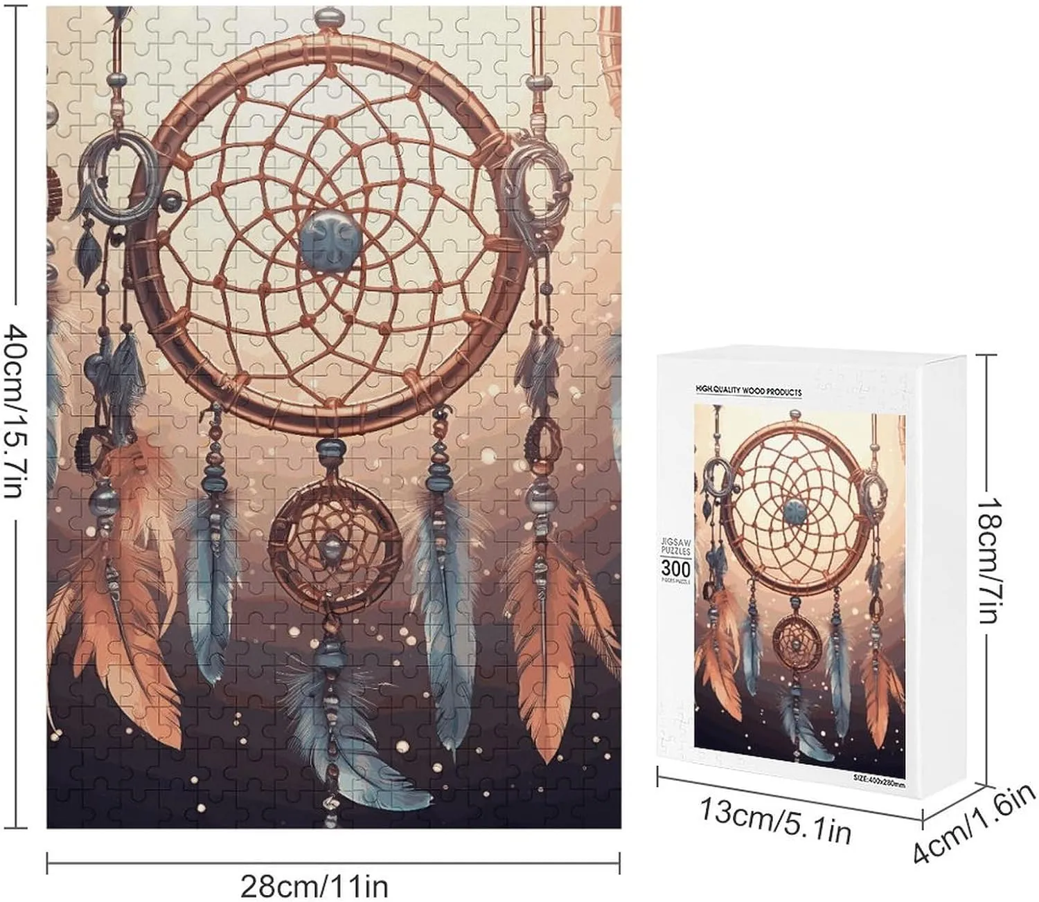 Personalized Challenging Puzzle 300 PCS Decoration Puzzles for Adults Henderson saturate consistency amid welt Family Wedding Graduation Present Native American Dream Catcher Jigsaw Puzzles Wooden Puzzle 