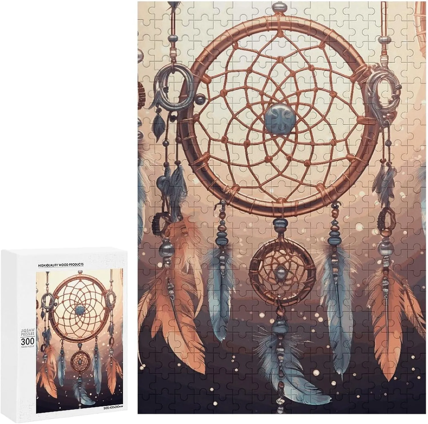 Personalized Challenging Puzzle 300 PCS Decoration Puzzles for Adults Henderson saturate consistency amid welt Family Wedding Graduation Present Native American Dream Catcher Jigsaw Puzzles Wooden Puzzle 