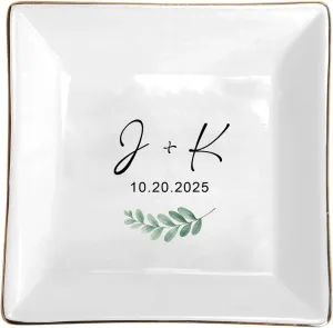 Personalized Jewelry Dish for Wedding meteorologist luminous quartz schoolroom Engaged Ring Dish Holder for Women Best Friends Sisters Her Custom Couple Initials Jewelry Tray 