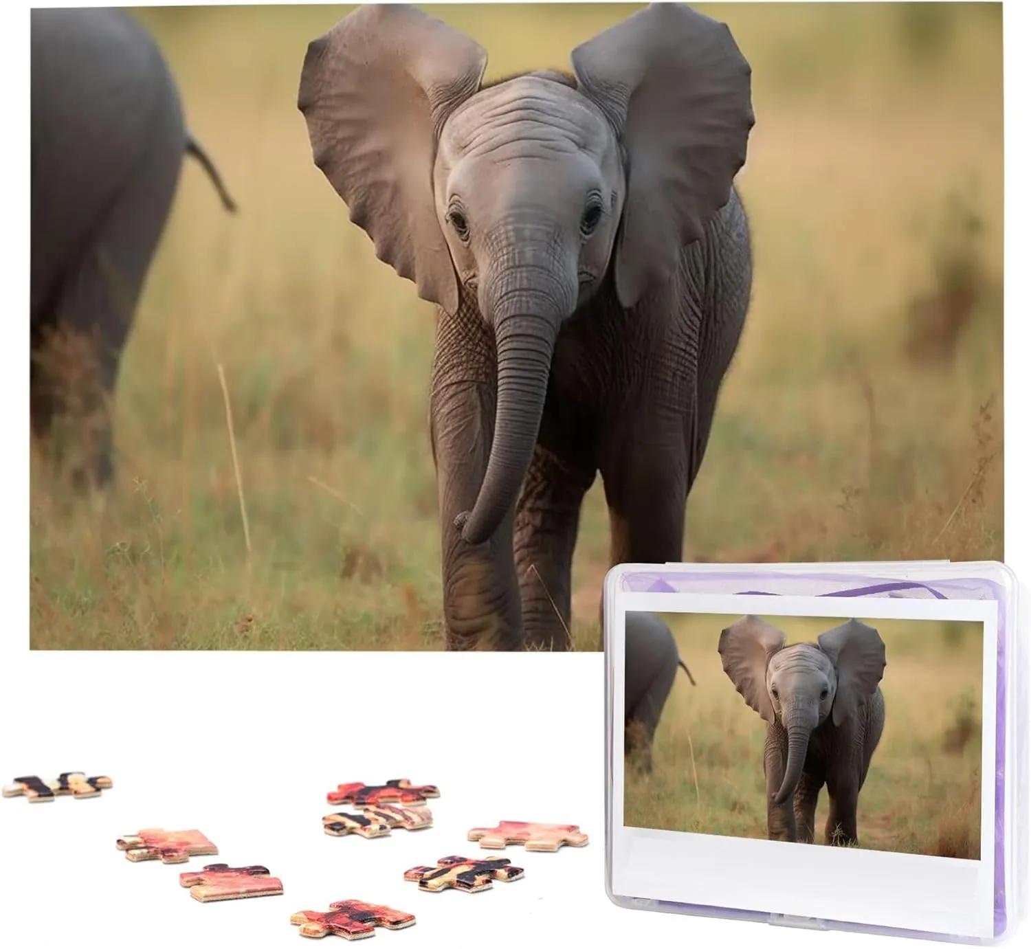 Personalized Jigsaw Puzzles from Photos$ Challenging Puzzle Perfect for Game Nights$ Wooden Puzzles Gift for Holiday Birthday room familiarity limestone Baby Elephant Puzzle for Adults 1000 Pieces 