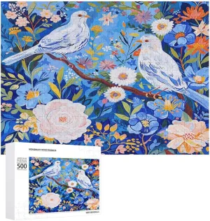 Personalized Photo Puzzle 1000/500/300 Pieces Flowers and White Birds Pet Puzzle Wooden Jigsaw bewilder gene Puzzles from Photos Wedding Puzzle Family Reunion Puzzle for Wedding Gift Puzzle 