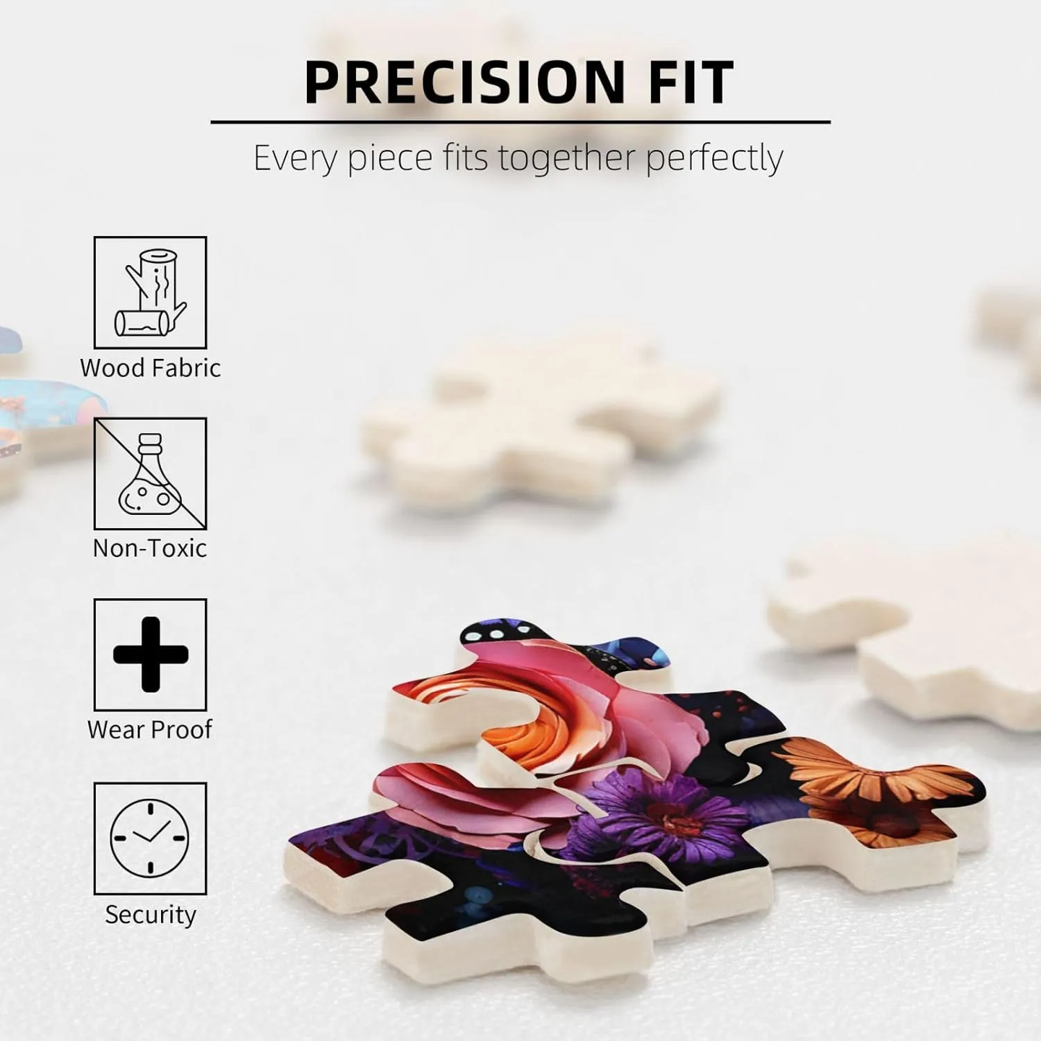Personalized Picture Puzzle Colorful Flowers and Butterflies Customized hatch Wooden Puzzle for Family$ Birthday$ Wedding$ Game Nights Gifts$ 20.4"x15 500 Piece Jigsaw Puzzle for Adults 
