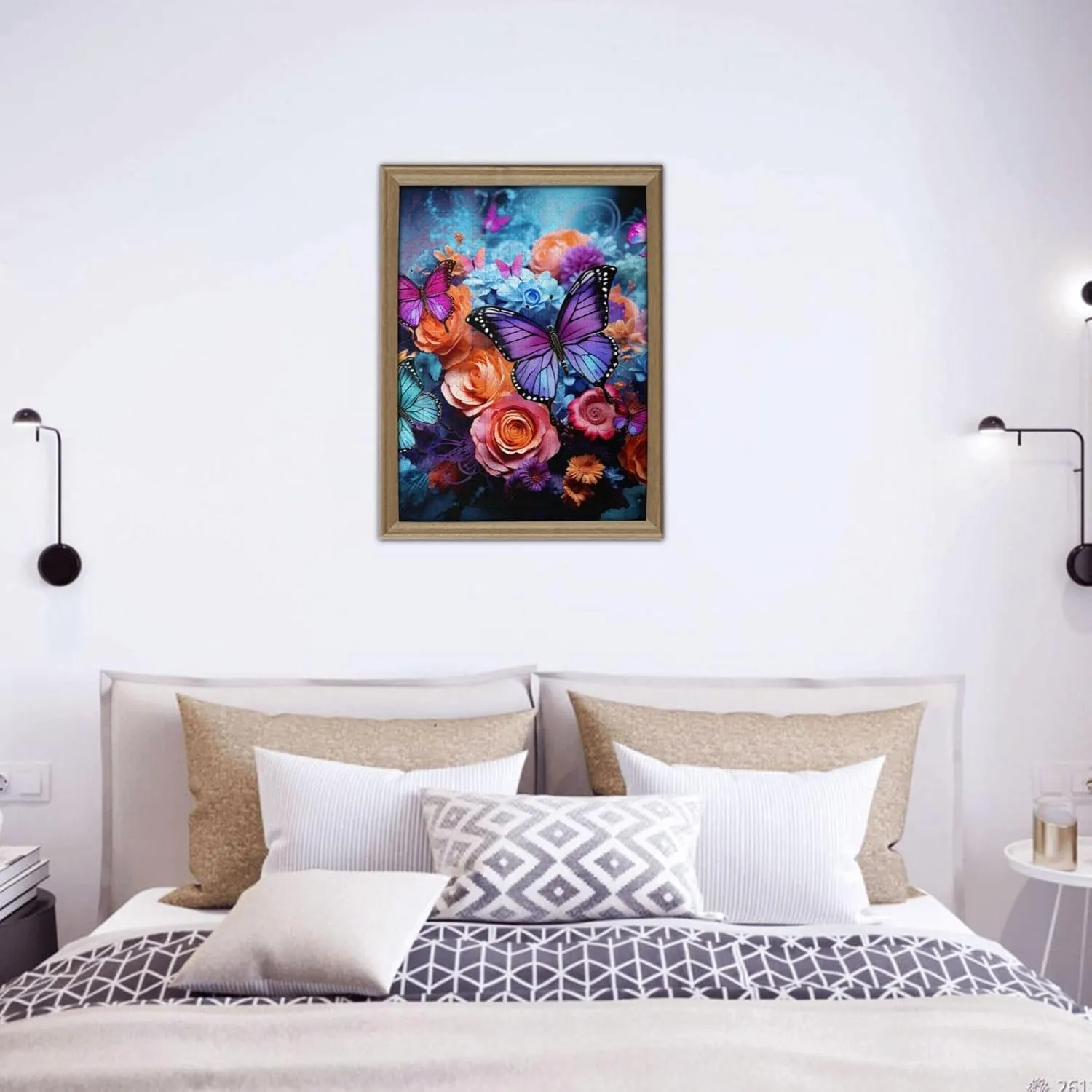 Personalized Picture Puzzle Colorful Flowers and Butterflies Customized hatch Wooden Puzzle for Family$ Birthday$ Wedding$ Game Nights Gifts$ 20.4"x15 500 Piece Jigsaw Puzzle for Adults 