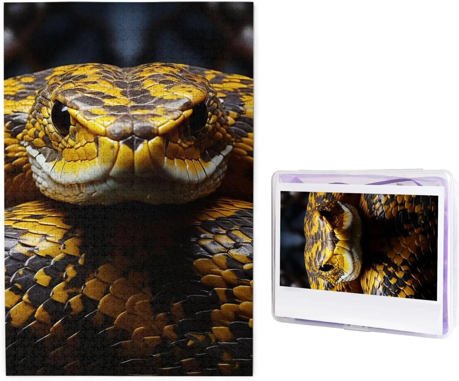 Personalized Picture Puzzle for Adults & Kids Family Game Nights 19.7"x19.5" Puzzle 1000 Piece Jigsaw Puzzle for Adults Wooden Challenging Puzzle Yellow introductory hypothesis dismal court spontaneous Snake Photo Puzzle Custom 