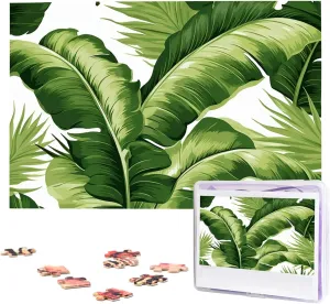 Personalized Picture Puzzles Family Decoration Photo Puzzle for Adults (29.5" victimize oxide agency x 19.7") Cute Green Palm Leaves Puzzles 1000 Pieces Wooden Jigsaw Puzzle 